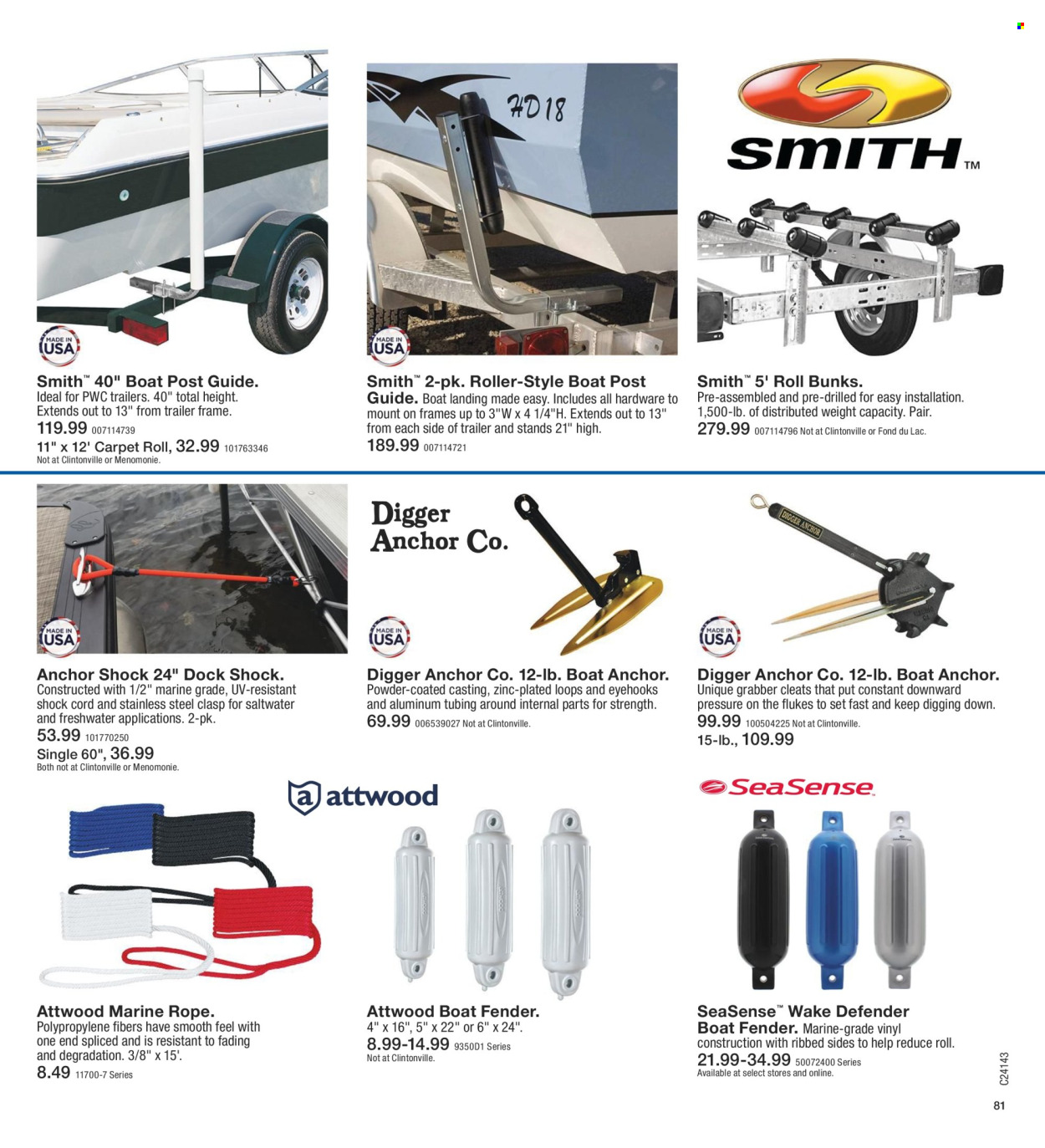 thumbnail - Fleet Farm Flyer - 03/28/2024 - 07/03/2024 - Sales products - cleats, Anchor, rope, roller, zinc. Page 81.