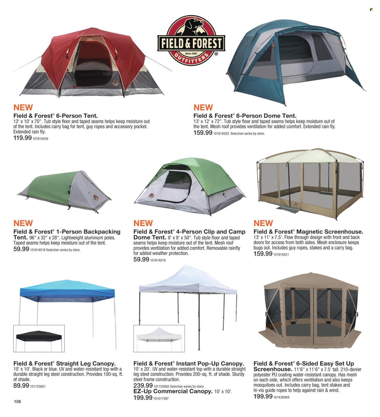 thumbnail - Fleet Farm Flyer - 03/28/2024 - 07/03/2024 - Sales products - tent, instant canopy. Page 108.