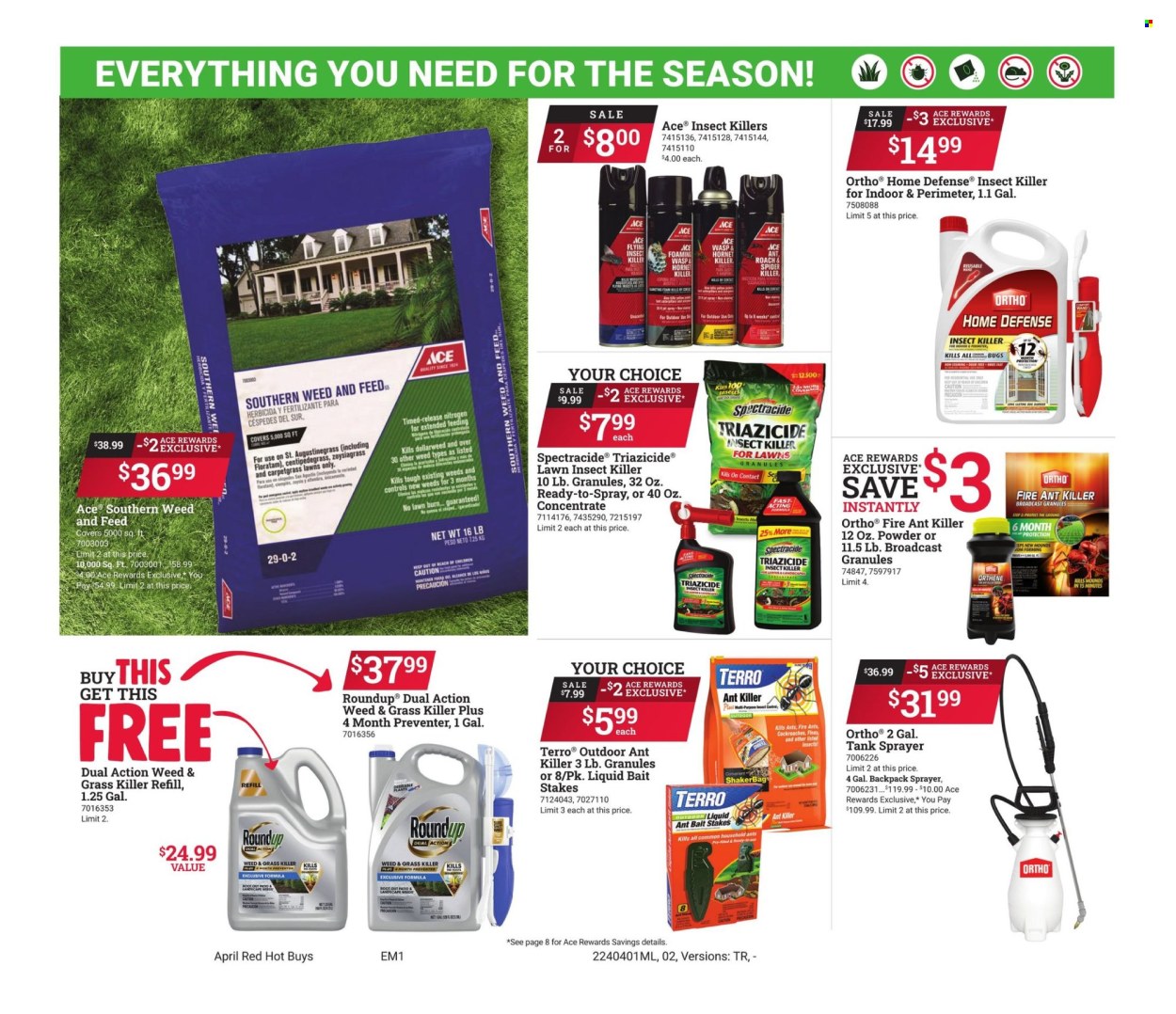 thumbnail - ACE Hardware Flyer - 04/01/2024 - 04/30/2024 - Sales products - insecticide, insect killer, tank, sprayer, Roundup. Page 2.