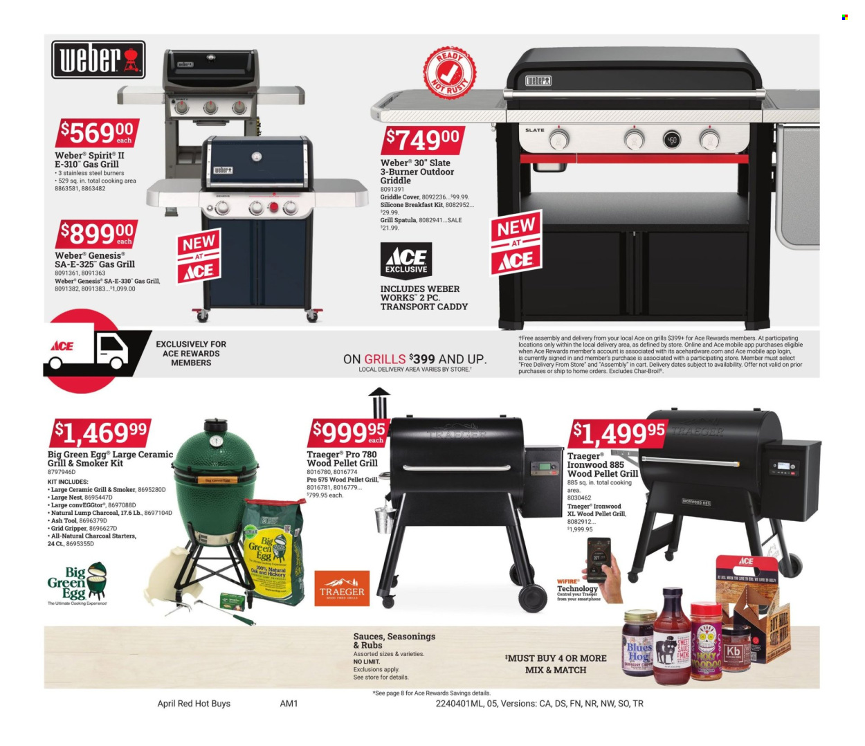 thumbnail - ACE Hardware Flyer - 04/01/2024 - 04/30/2024 - Sales products - spice, spatula, gas grill, grill, smoker, Weber, pellet grill, griddle, eggs. Page 5.