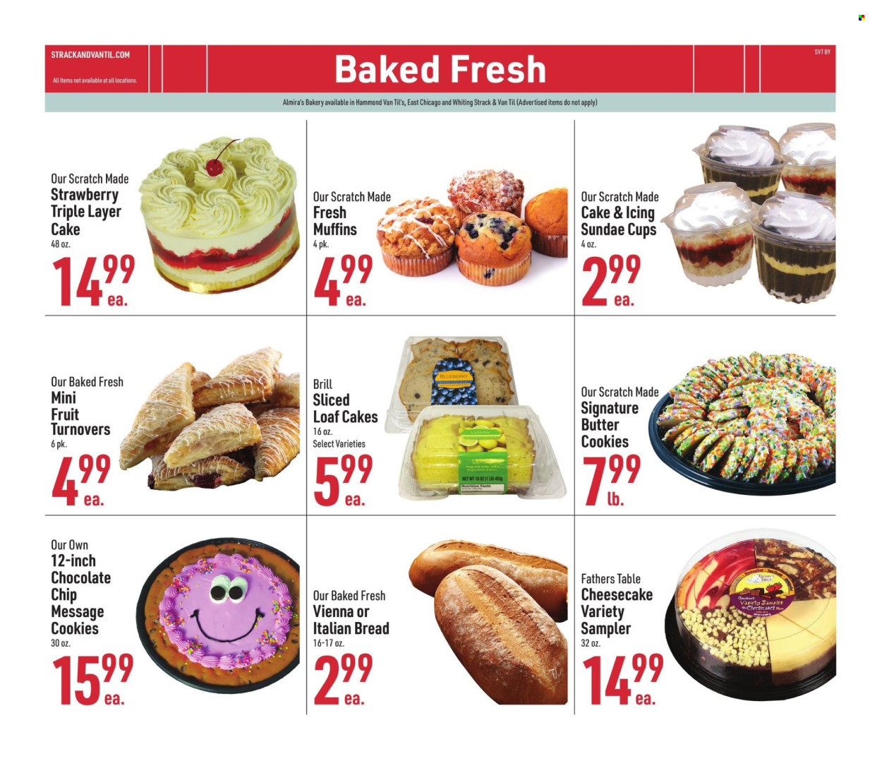 thumbnail - Strack & Van Til Flyer - 04/03/2024 - 04/30/2024 - Sales products - bread, cake, muffin, turnovers, cheesecake, loaf cake, lemons, cookies, butter cookies, frosting. Page 3.