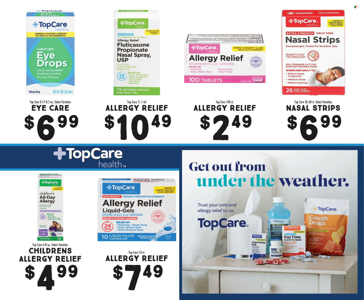 thumbnail - Fresh Market Flyer - 04/03/2024 - 04/30/2024 - Sales products - lubricant, Cold & Flu, Systane, eye drops, cough drops, nasal spray, allergy relief, Benadryl, Claritin, allergy control. Page 12.