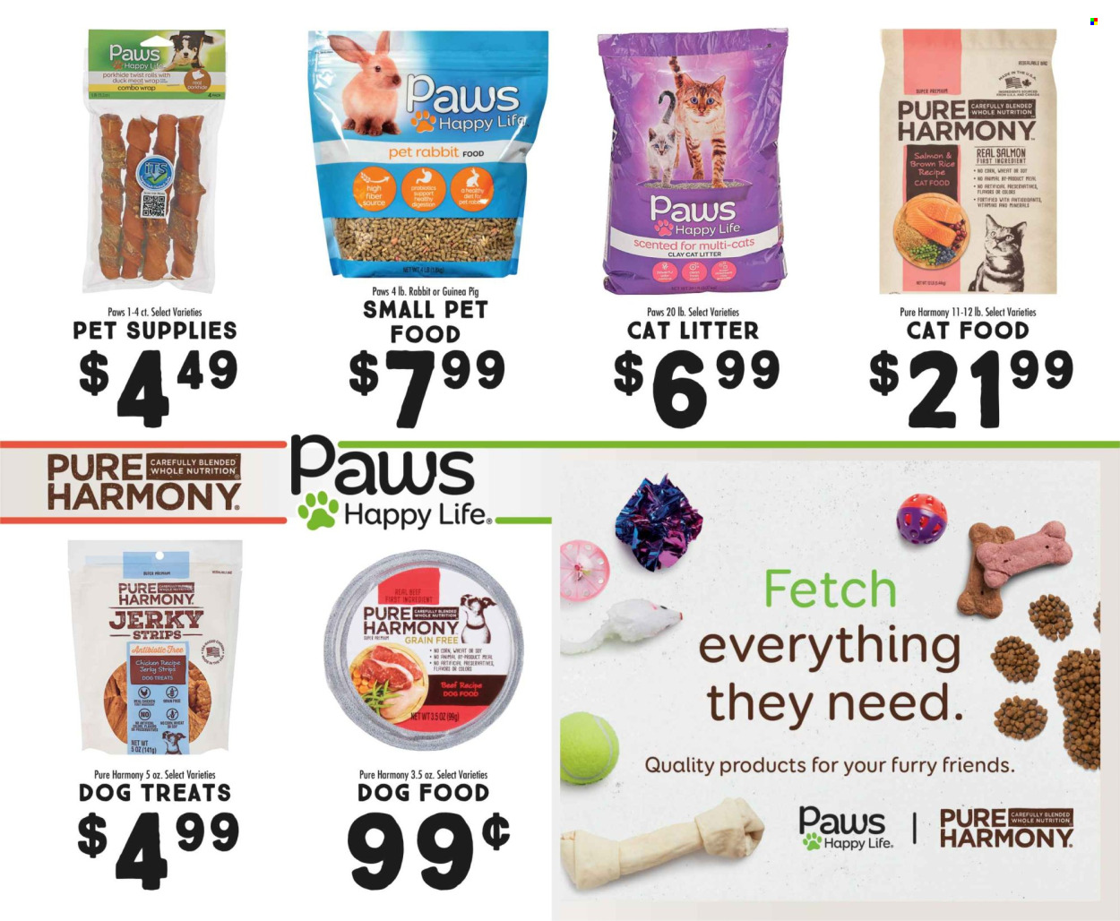 thumbnail - Fresh Market Flyer - 04/03/2024 - 04/30/2024 - Sales products - rabbit, brown rice, duck meat, poultry meat, bag, cat litter, Paws, animal food, animal treats, cat food, dog food, Pure Harmony, rabbit feed, rabbit food, dog treat, probiotics, dietary supplement, vitamins. Page 17.