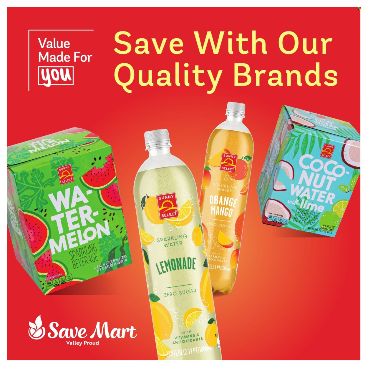 thumbnail - Save Mart Flyer - 04/10/2024 - 05/14/2024 - Sales products - mango, melons, lemonade, sparkling water, water, dietary supplement, vitamins. Page 1.