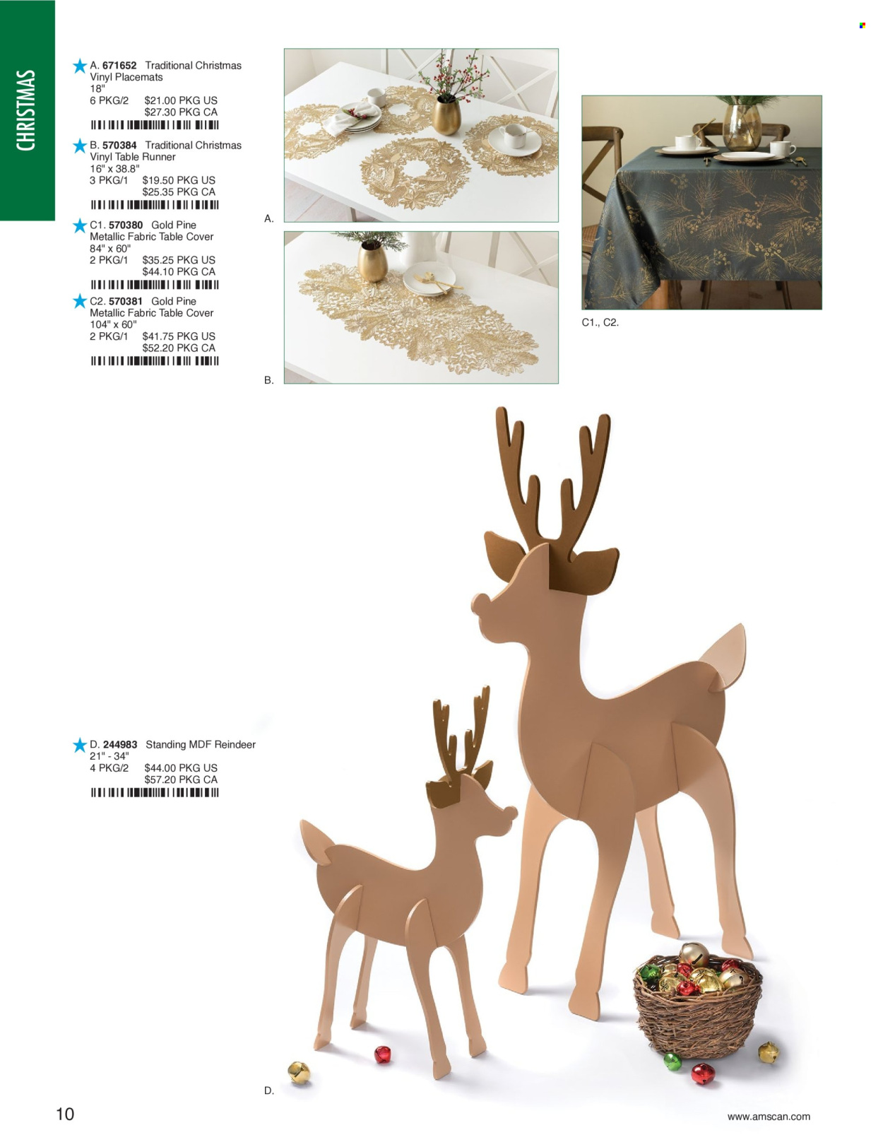 thumbnail - Amscan Flyer - Sales products - table runner, placemat, reindeer. Page 12.