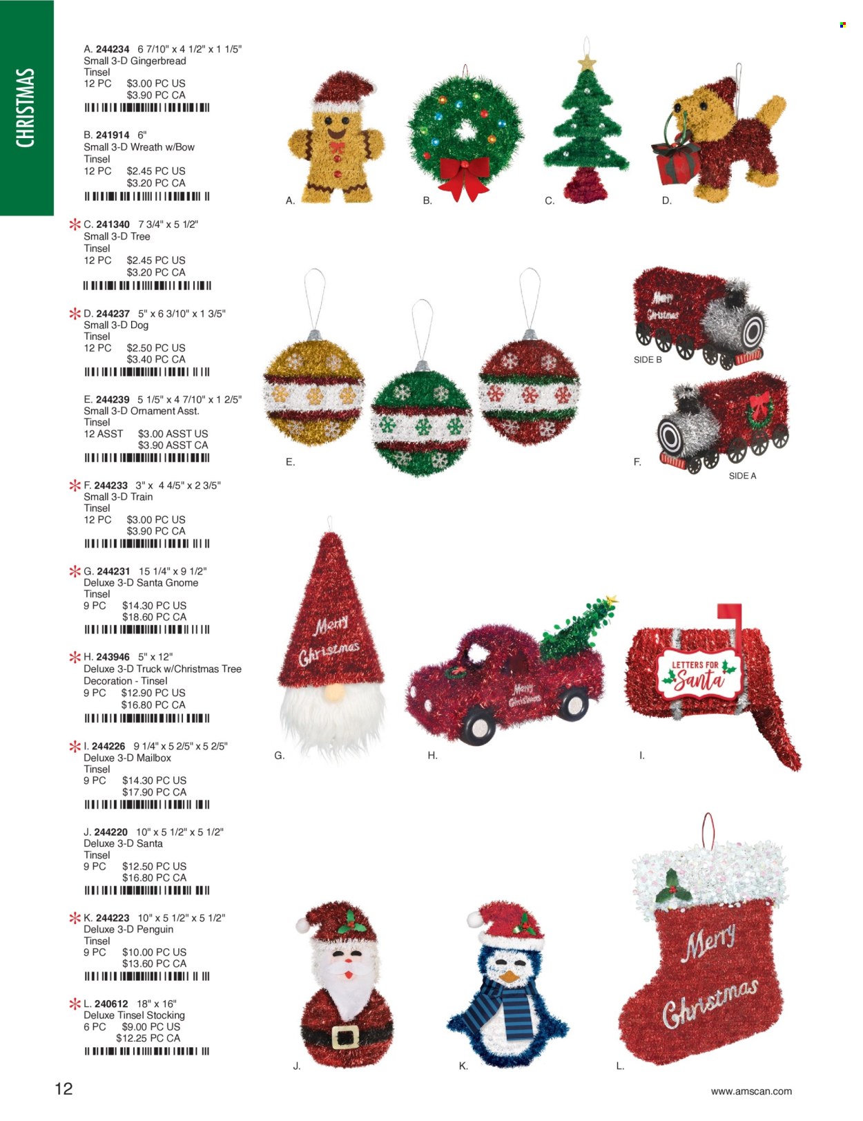 thumbnail - Amscan Flyer - Sales products - wreath, christmas tree, tree decoration, penguin, train. Page 14.