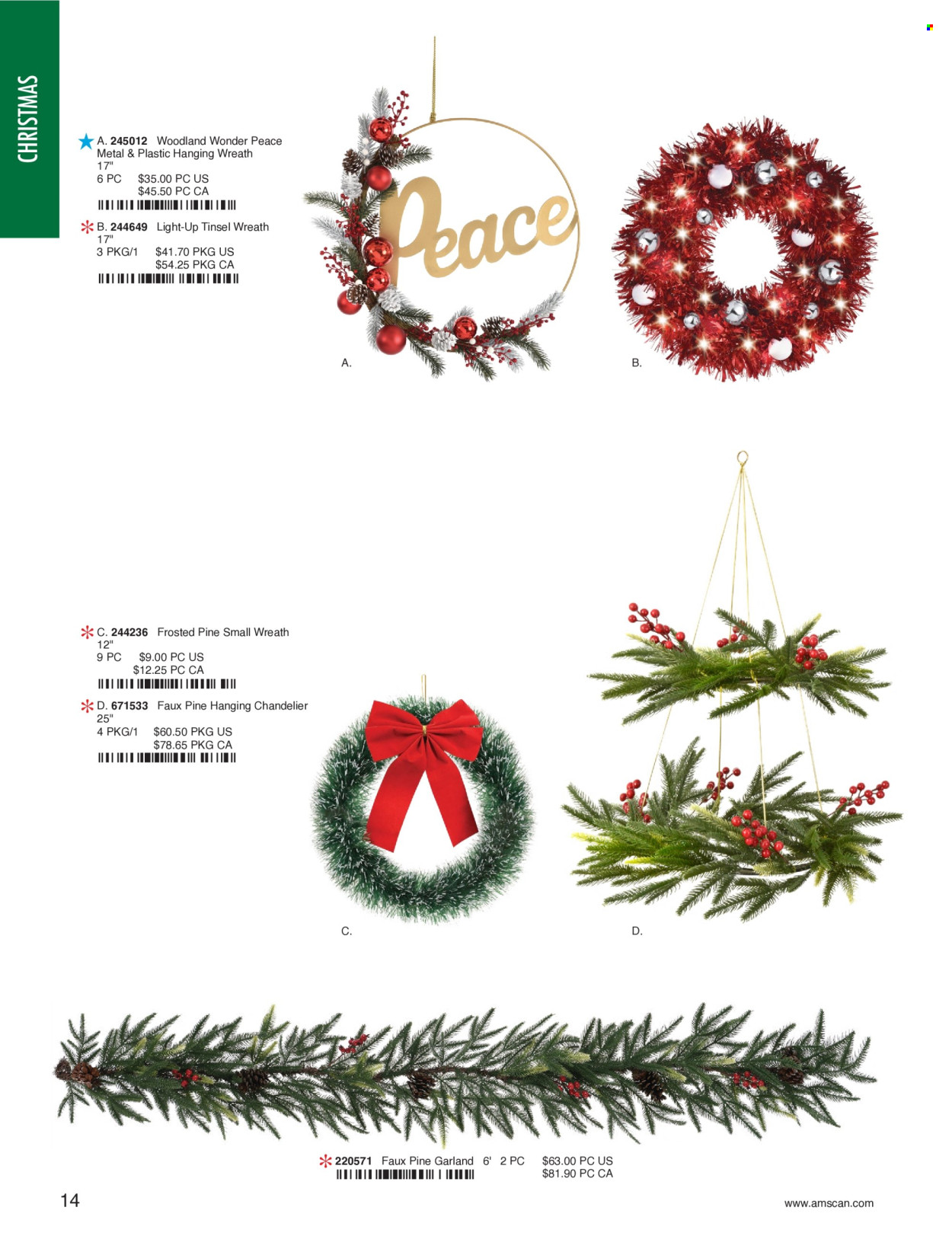 thumbnail - Amscan Flyer - Sales products - wreath, pine garland, garland. Page 16.