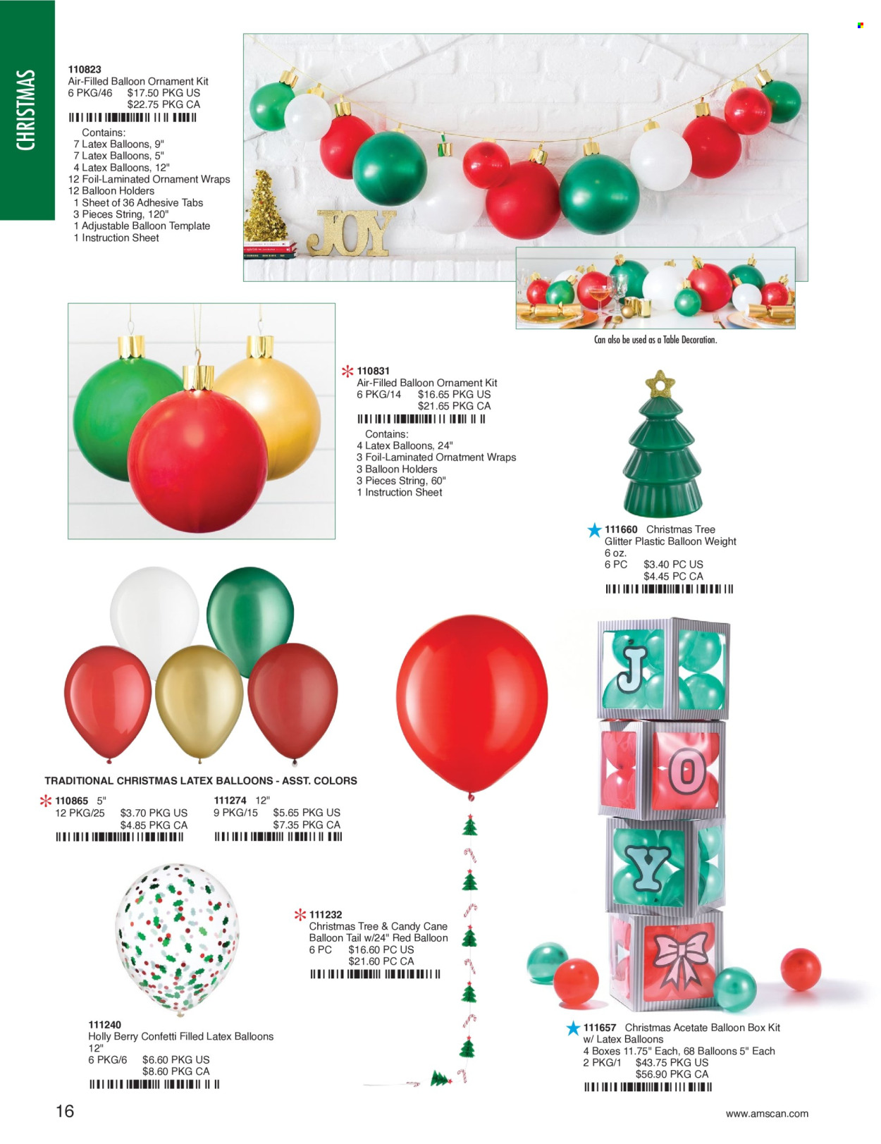 thumbnail - Amscan Flyer - Sales products - glitter, balloons, holly berry, christmas tree. Page 18.