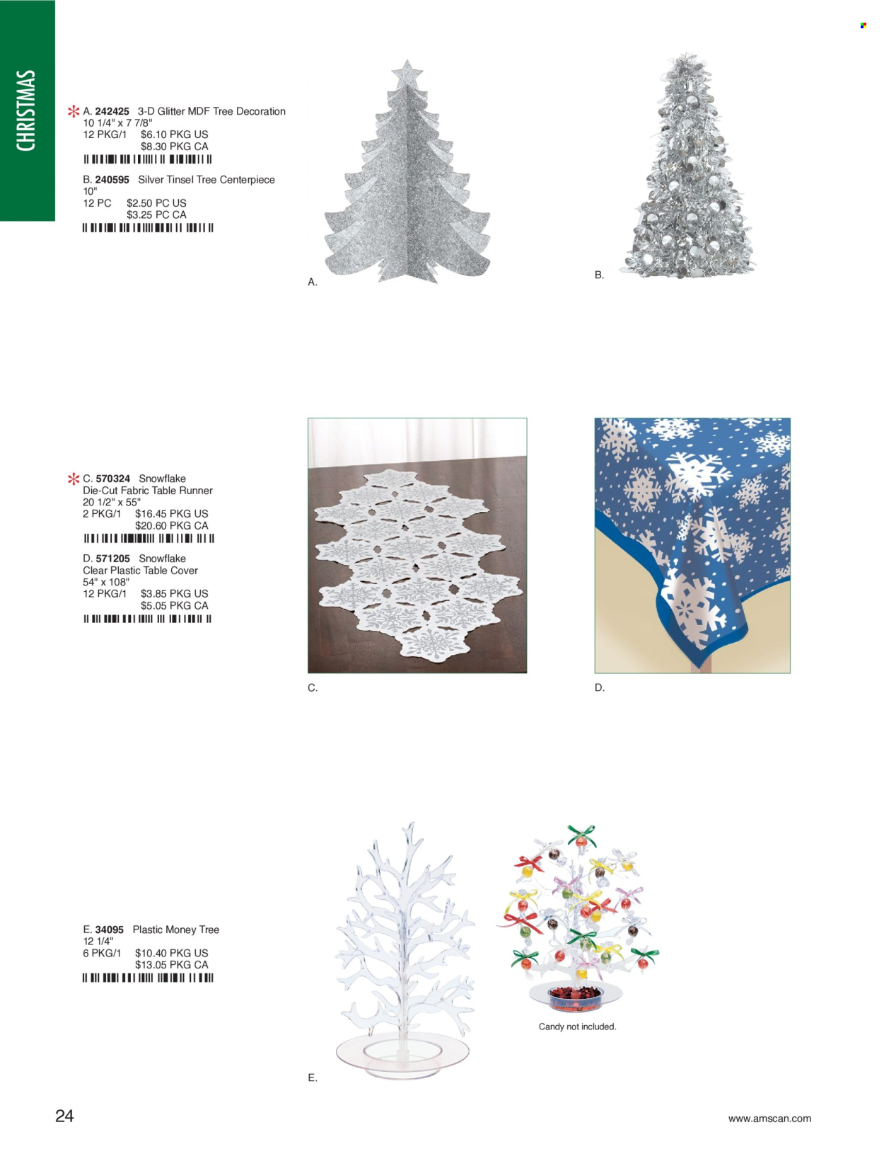 thumbnail - Amscan Flyer - Sales products - glitter, table runner, tree decoration. Page 26.