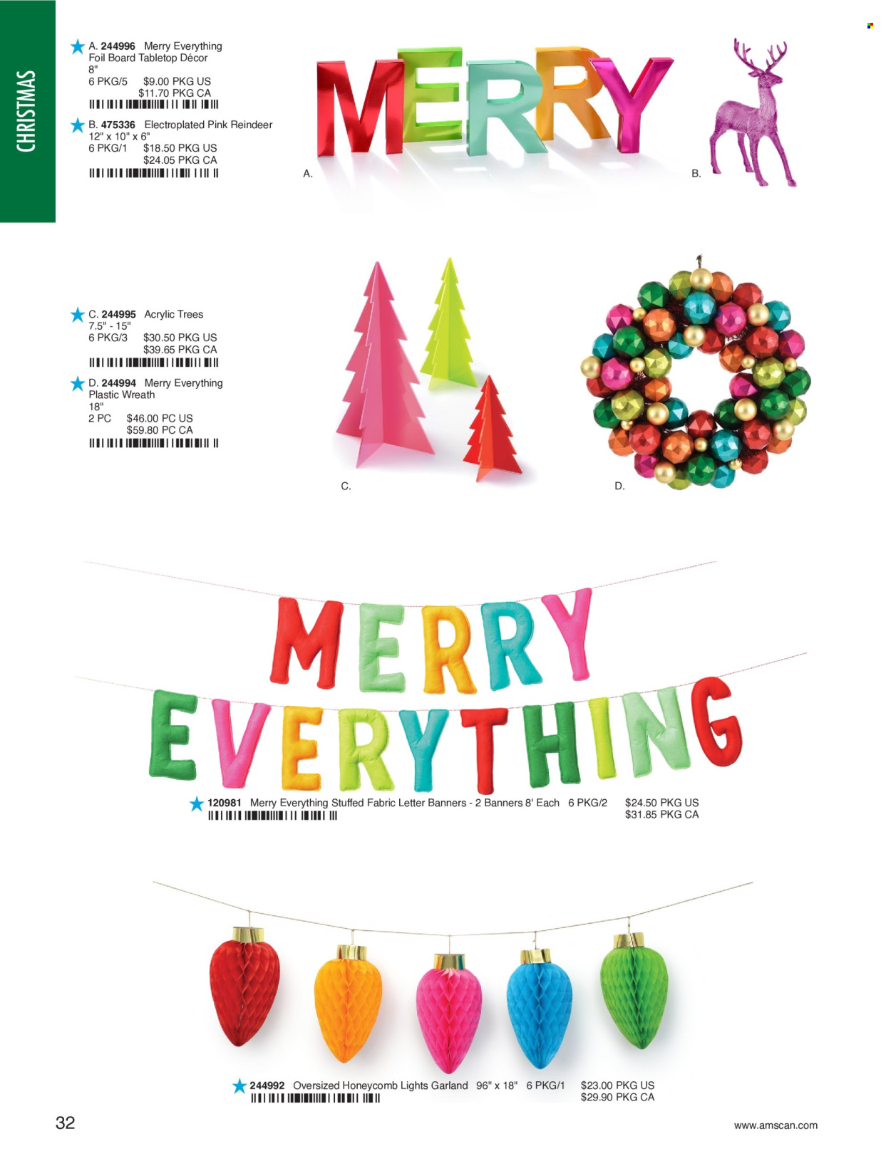 thumbnail - Amscan Flyer - Sales products - reindeer, wreath, garland. Page 34.