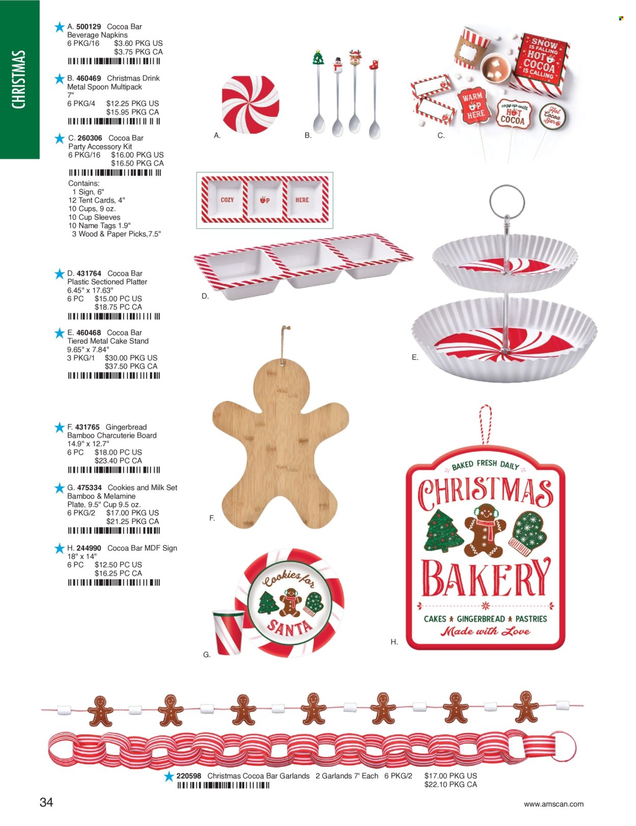 thumbnail - Amscan Flyer - Sales products - napkins, cake stand, spoon, plate, cup, platters. Page 36.