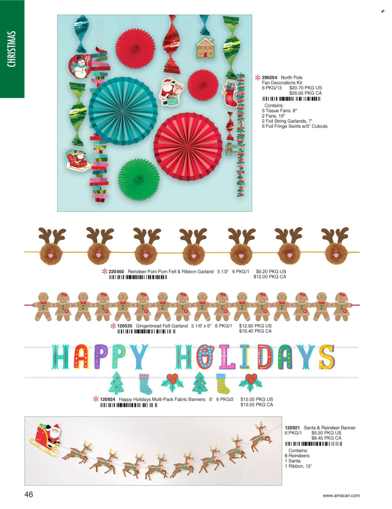 thumbnail - Amscan Flyer - Sales products - tissues, reindeer, garland. Page 48.