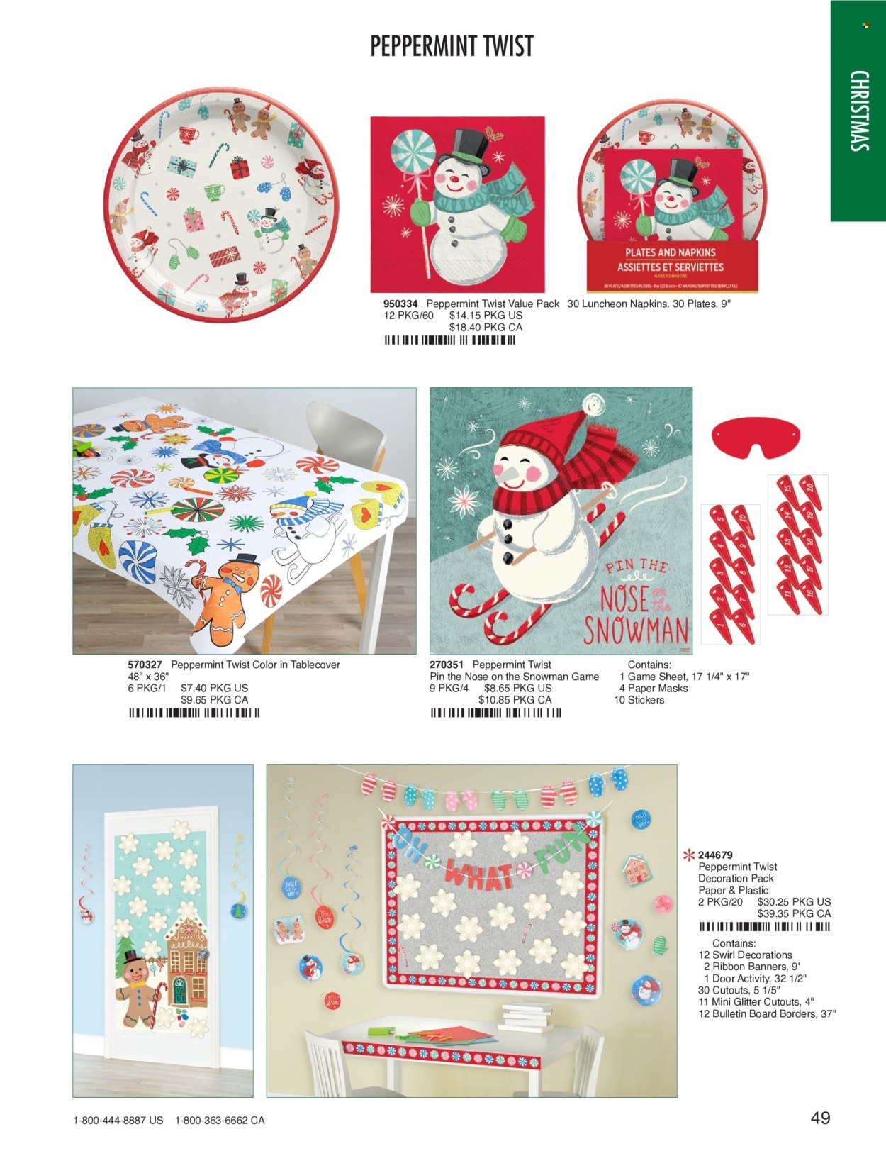 thumbnail - Amscan Flyer - Sales products - napkins, plate, glitter, sticker, pin, bulletin board. Page 51.