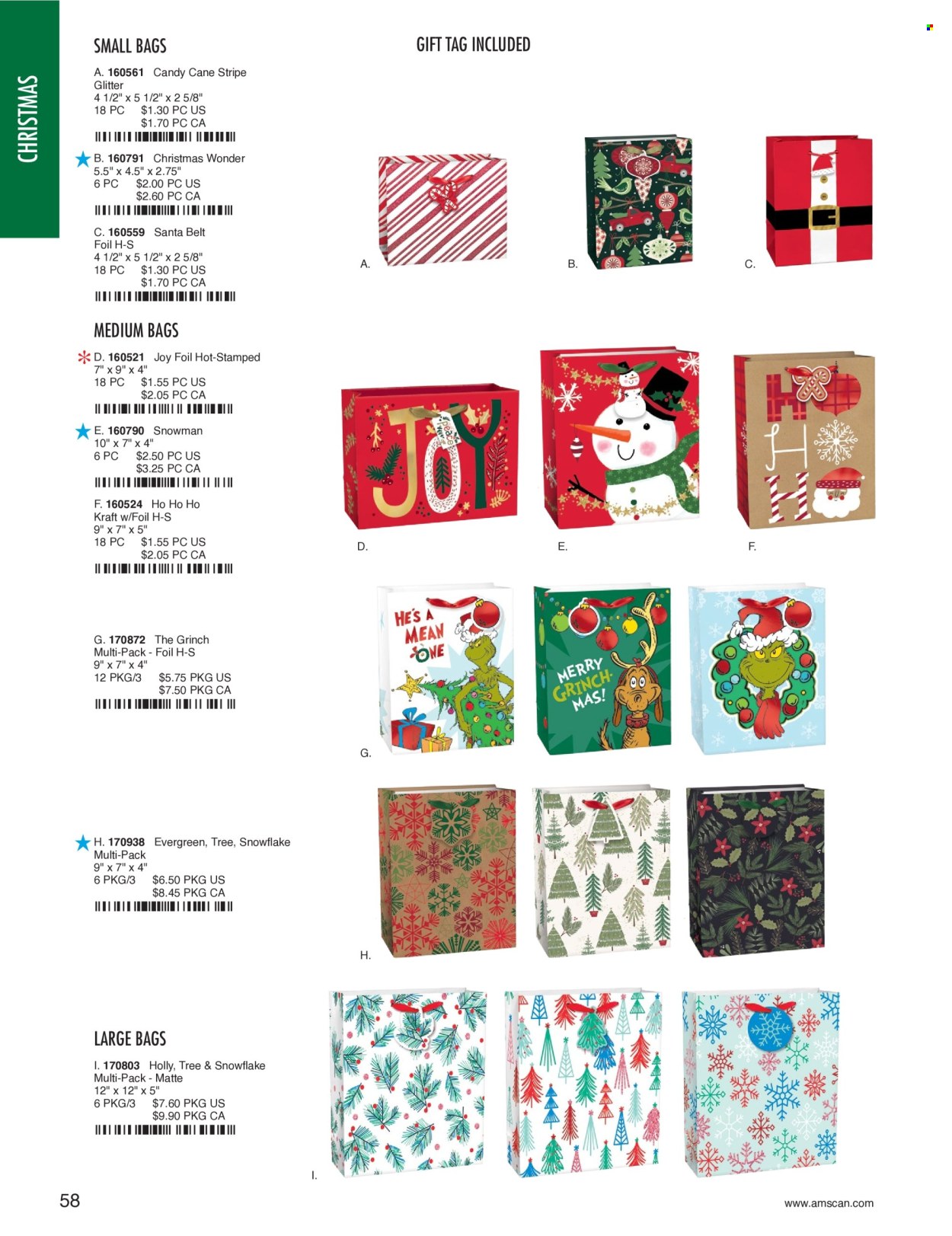 thumbnail - Amscan Flyer - Sales products - bag, glitter, gift tag. Page 60.