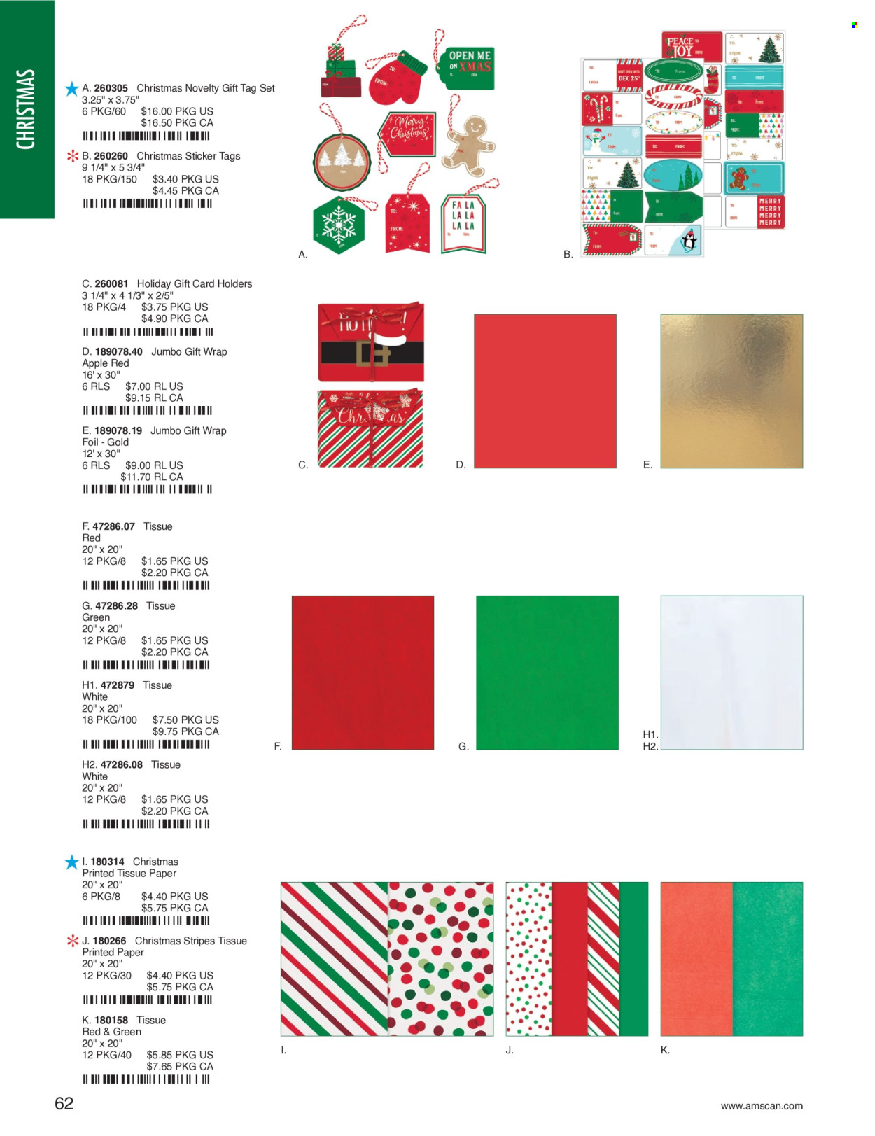 thumbnail - Amscan Flyer - Sales products - toilet paper, tissues, sticker, gift wrap, paper, gift tag. Page 64.