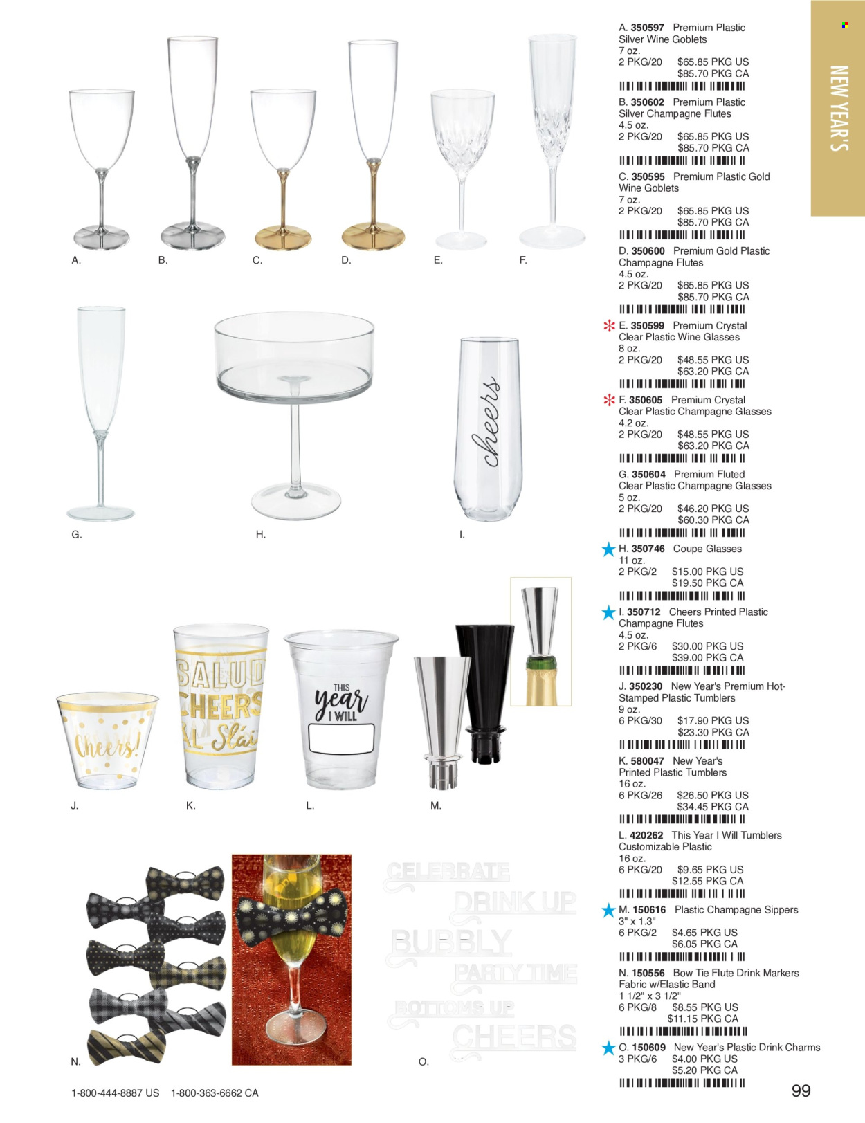 thumbnail - Amscan Flyer - Sales products - tumbler, wine glass, champagne flute, champagne glass, marker. Page 101.