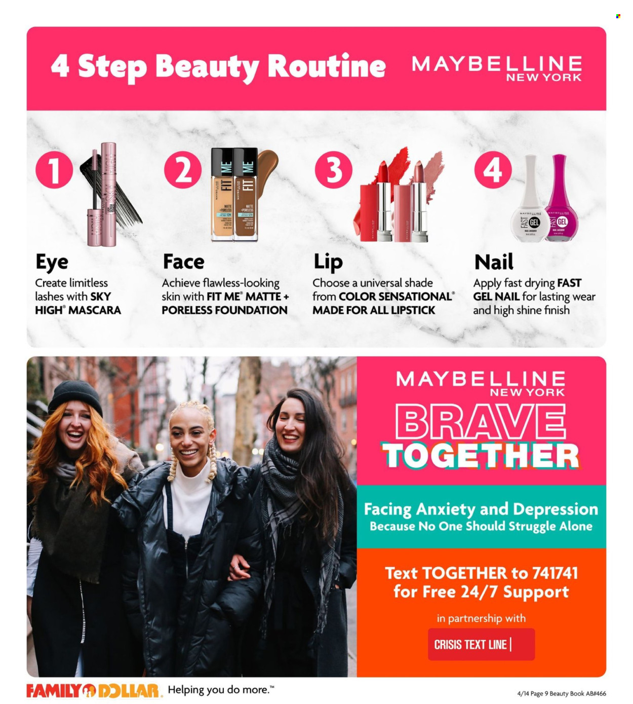 thumbnail - Family Dollar Flyer - 04/14/2024 - 06/01/2024 - Sales products - lipstick, mascara, Maybelline, book. Page 9.