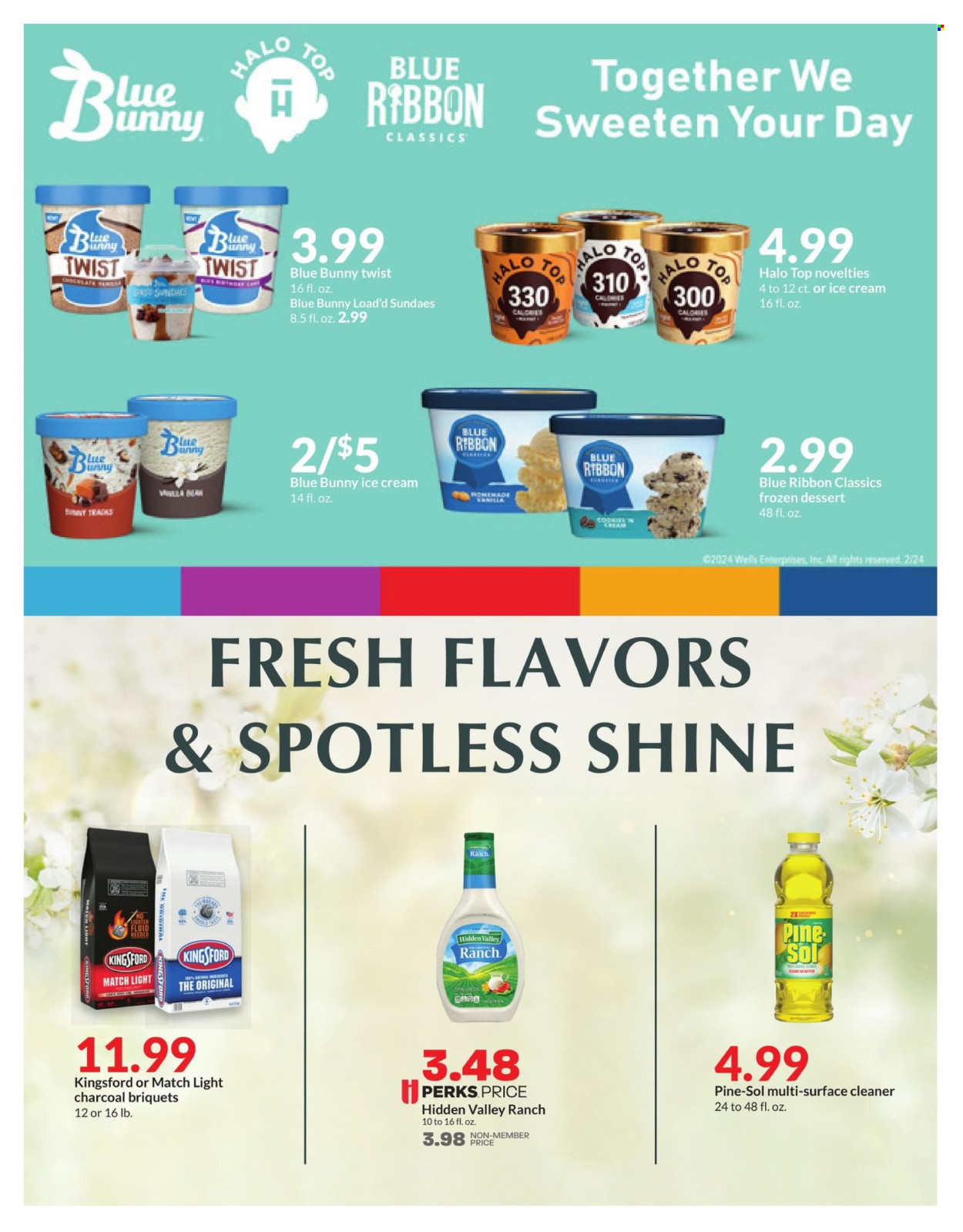 thumbnail - Hy-Vee Flyer - 04/15/2024 - 04/30/2024 - Sales products - Blue Ribbon, Kingsford, ice cream, Blue Bunny, frozen dessert, pads, surface cleaner, cleaner, all purpose cleaner, Pine-Sol. Page 31.