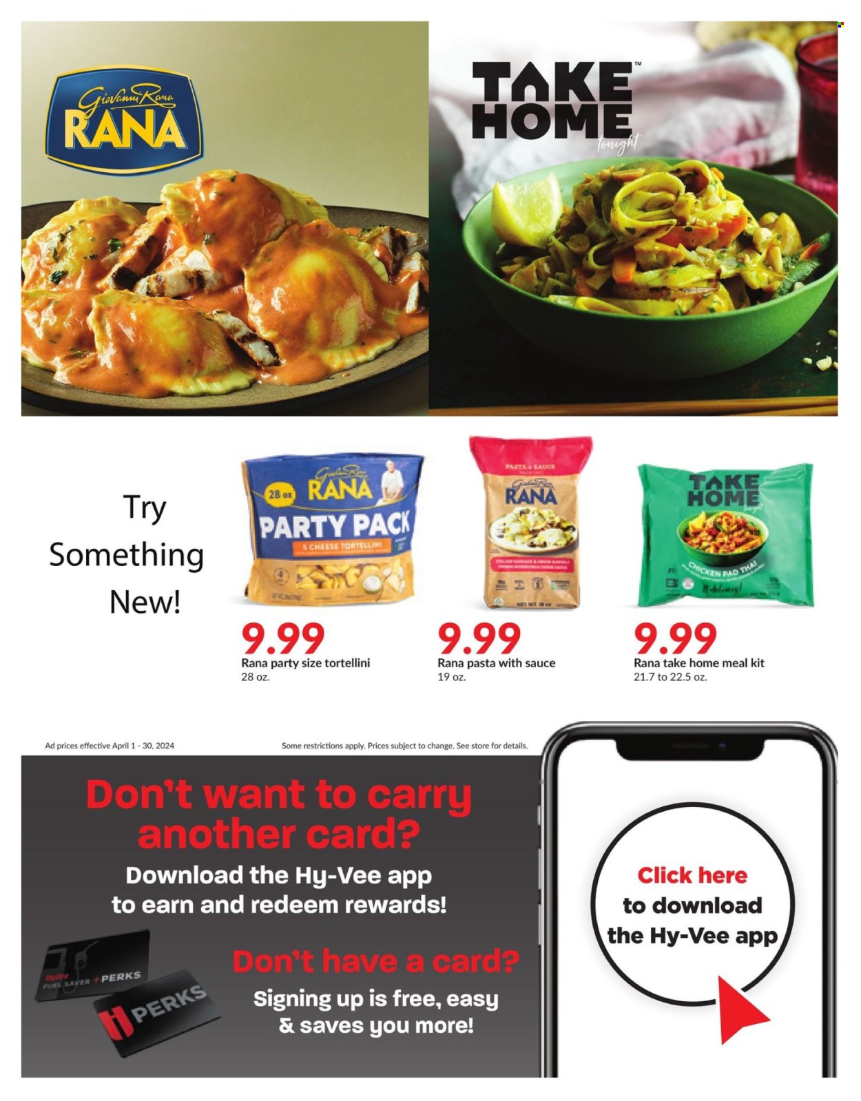 thumbnail - Hy-Vee Flyer - 04/15/2024 - 04/30/2024 - Sales products - tortellini, Rana, spaghetti sauce, cheese, chicken. Page 35.