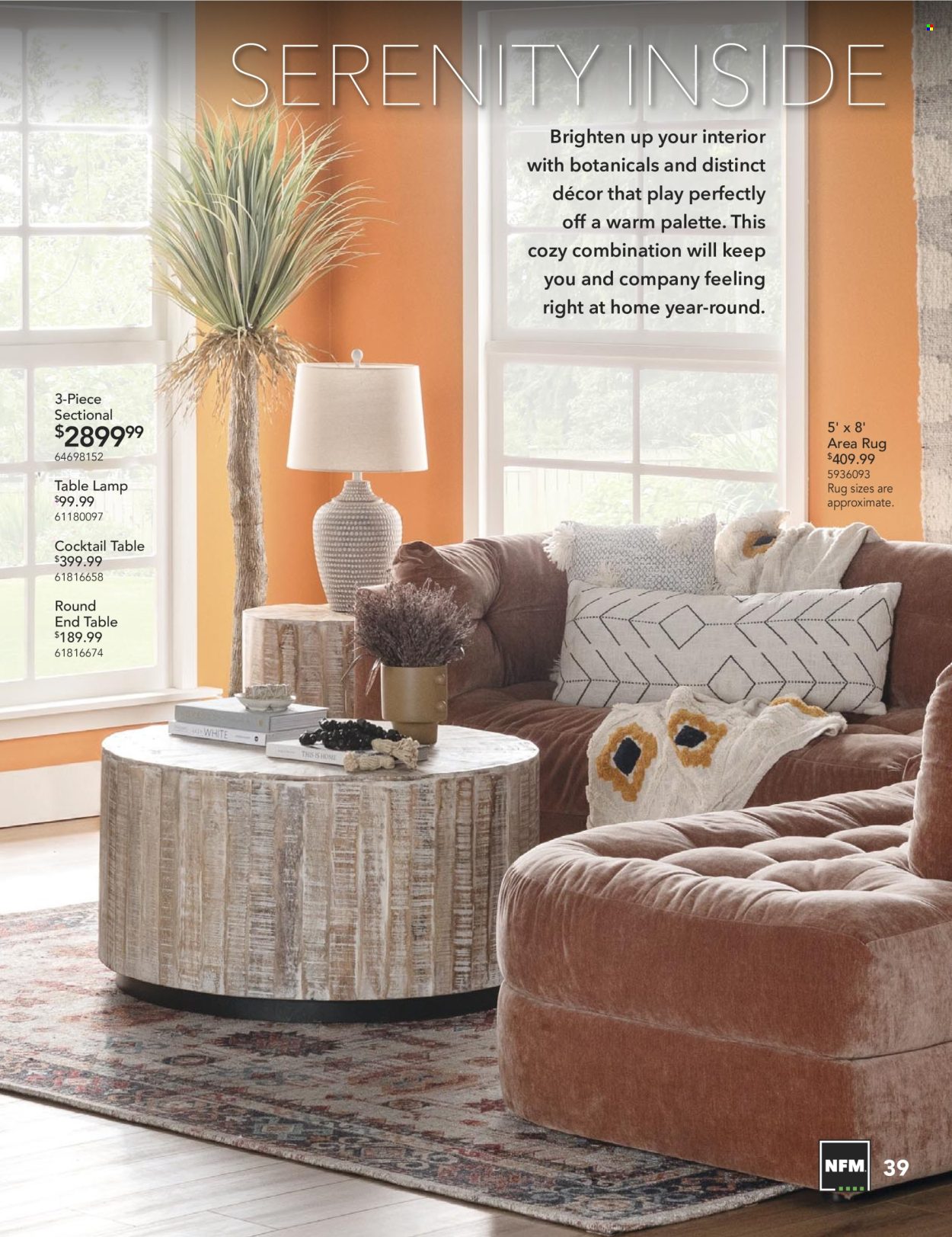 thumbnail - Nebraska Furniture Mart Flyer - Sales products - 3-piece sectional, end table. Page 39.