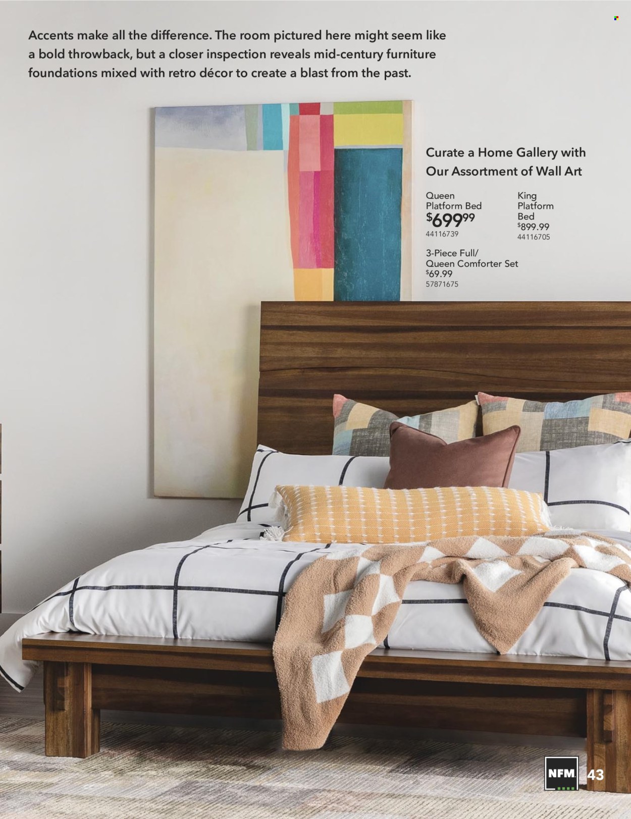 thumbnail - Nebraska Furniture Mart Flyer - Sales products - bed, wall decor, comforter. Page 43.