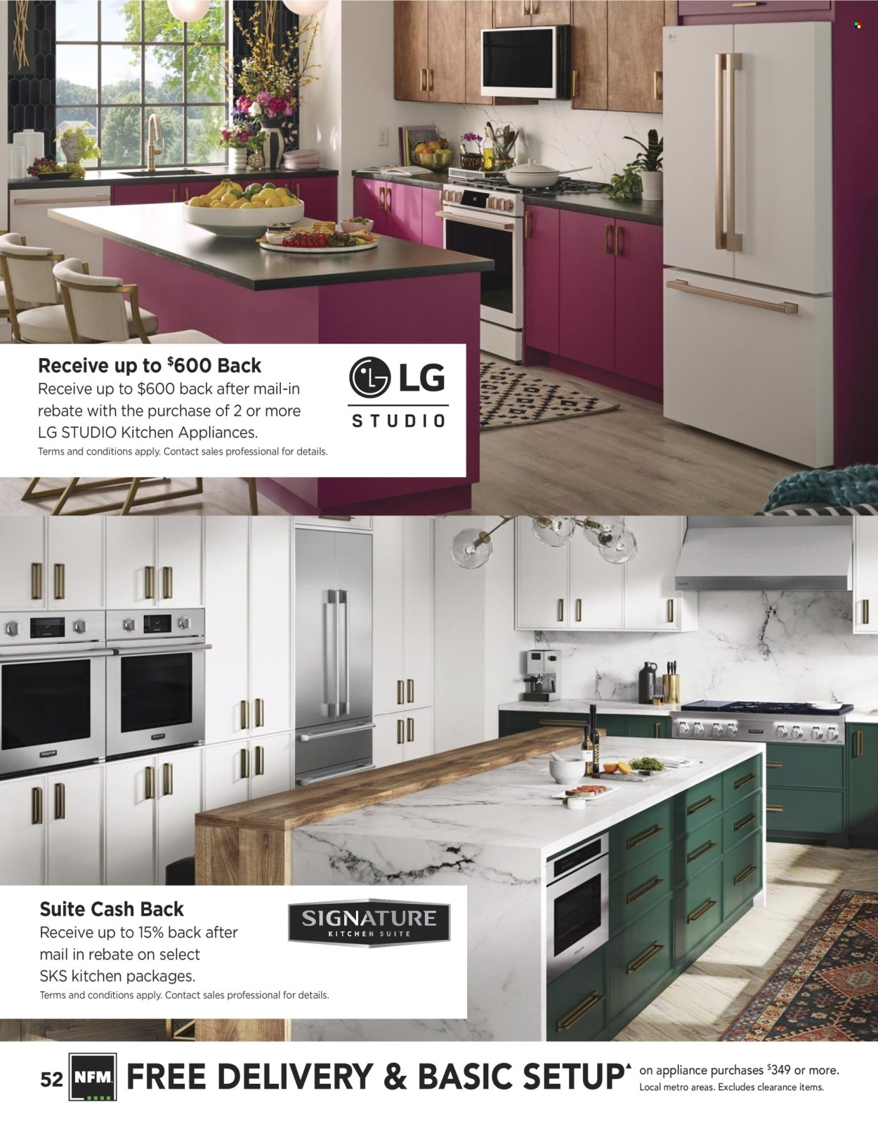 thumbnail - Nebraska Furniture Mart Flyer - Sales products - kitchen suite, LG. Page 52.