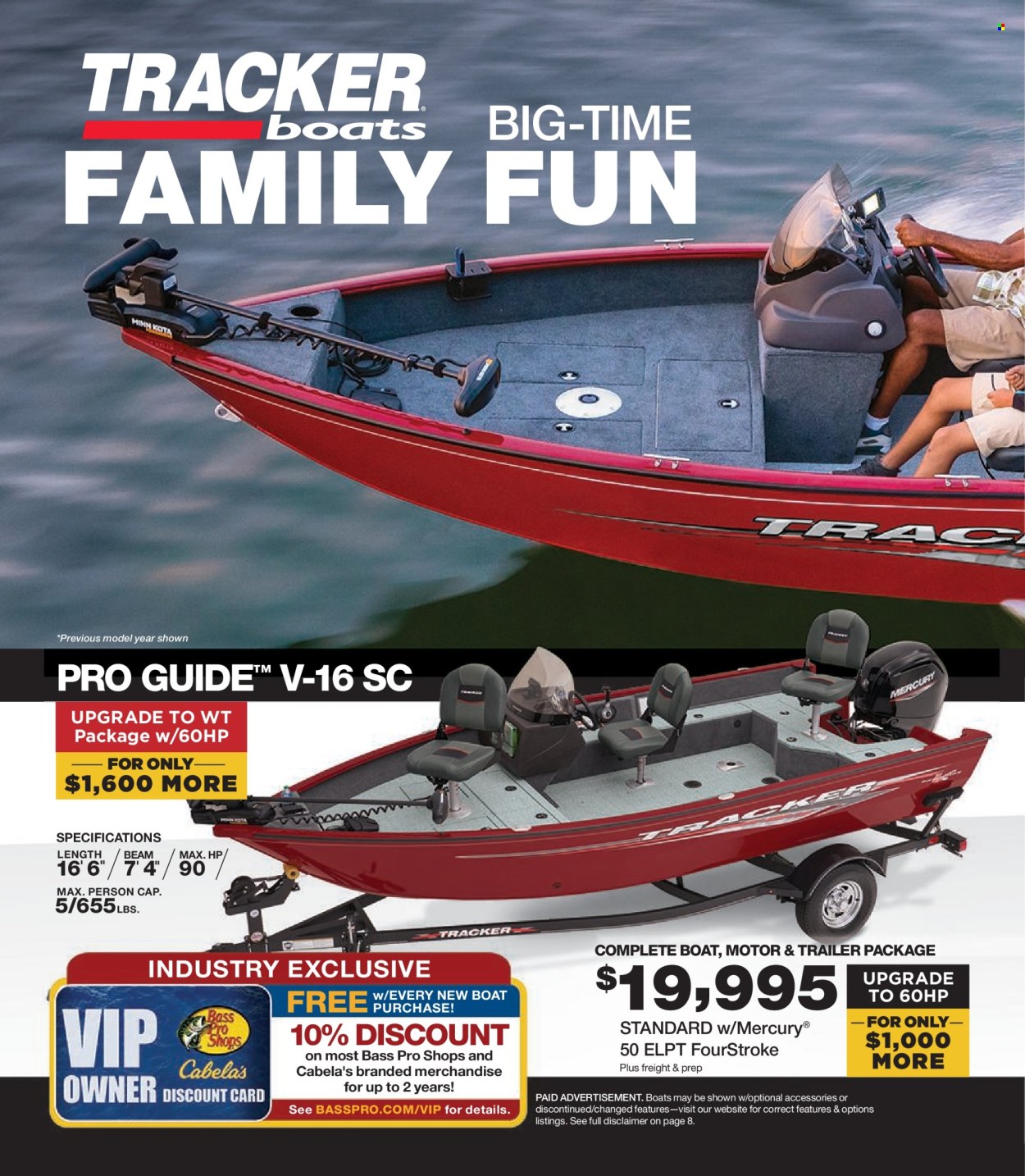 thumbnail - Cabela's Flyer - Sales products - Bass Pro, boat, trailer. Page 6.