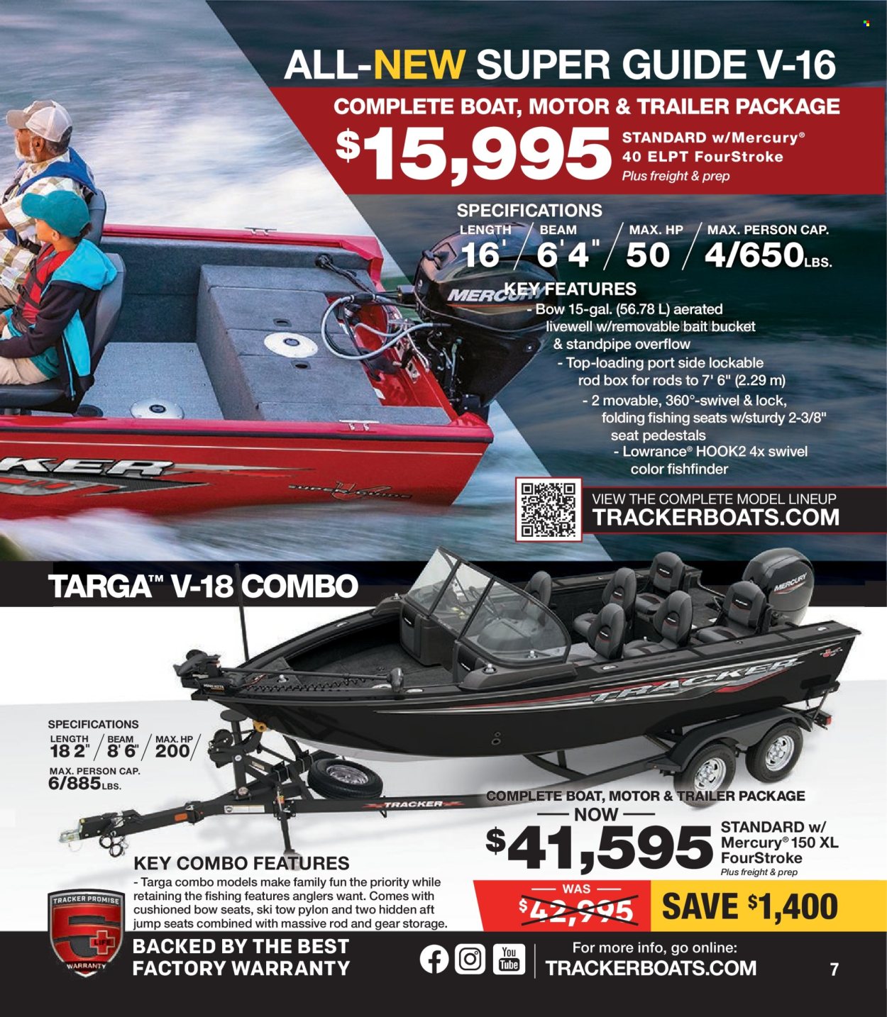 thumbnail - Cabela's Flyer - Sales products - fish finder, Lowrance, boat, trailer. Page 7.