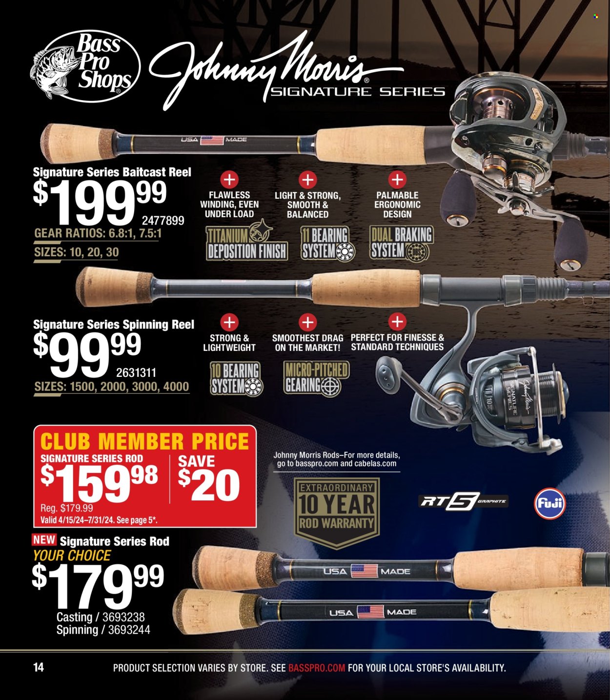 thumbnail - Cabela's Flyer - Sales products - baitcast reel, Bass Pro, reel, spinning reel. Page 14.