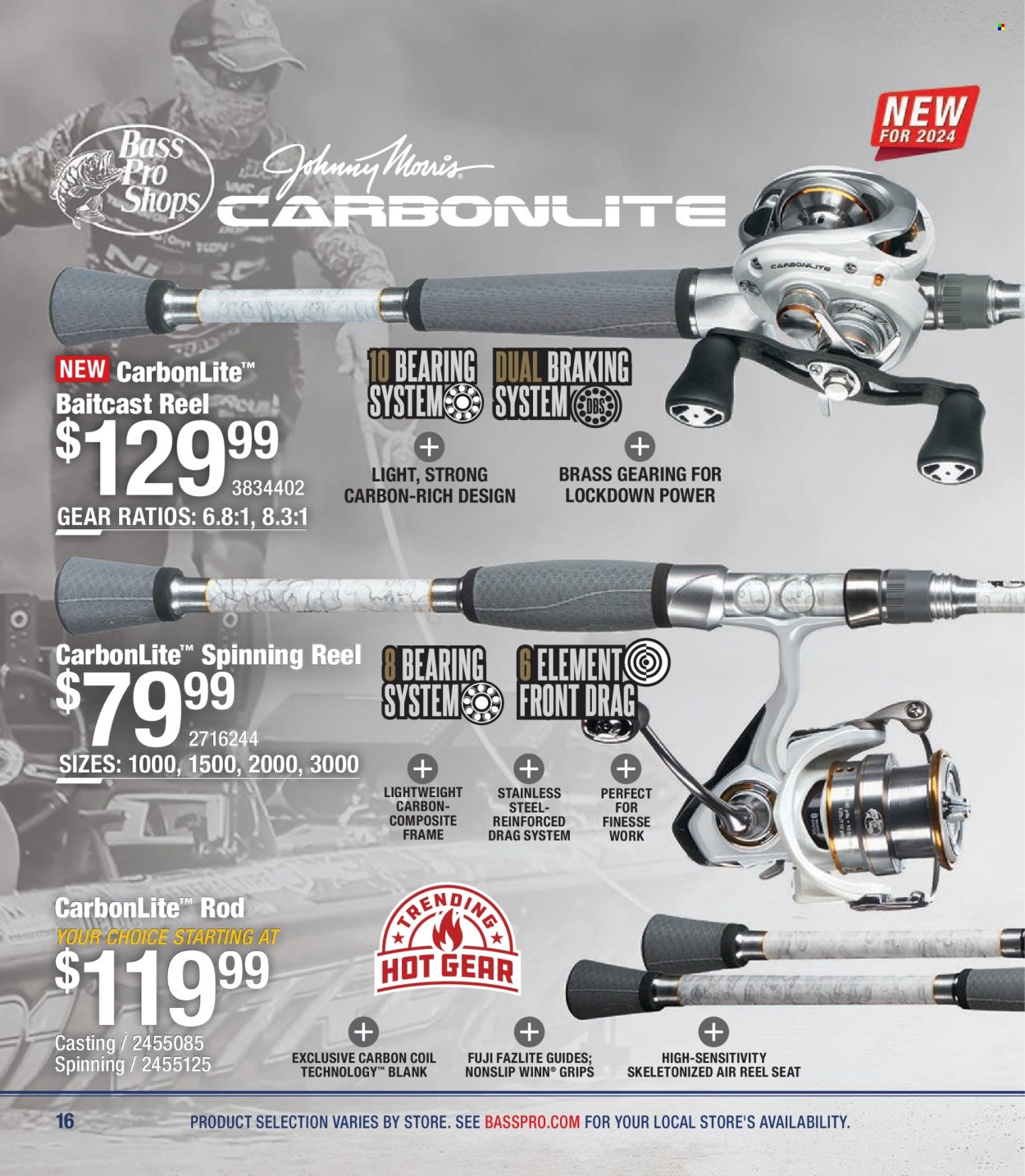 thumbnail - Cabela's Flyer - Sales products - baitcast reel, Bass Pro, reel, spinning reel. Page 16.