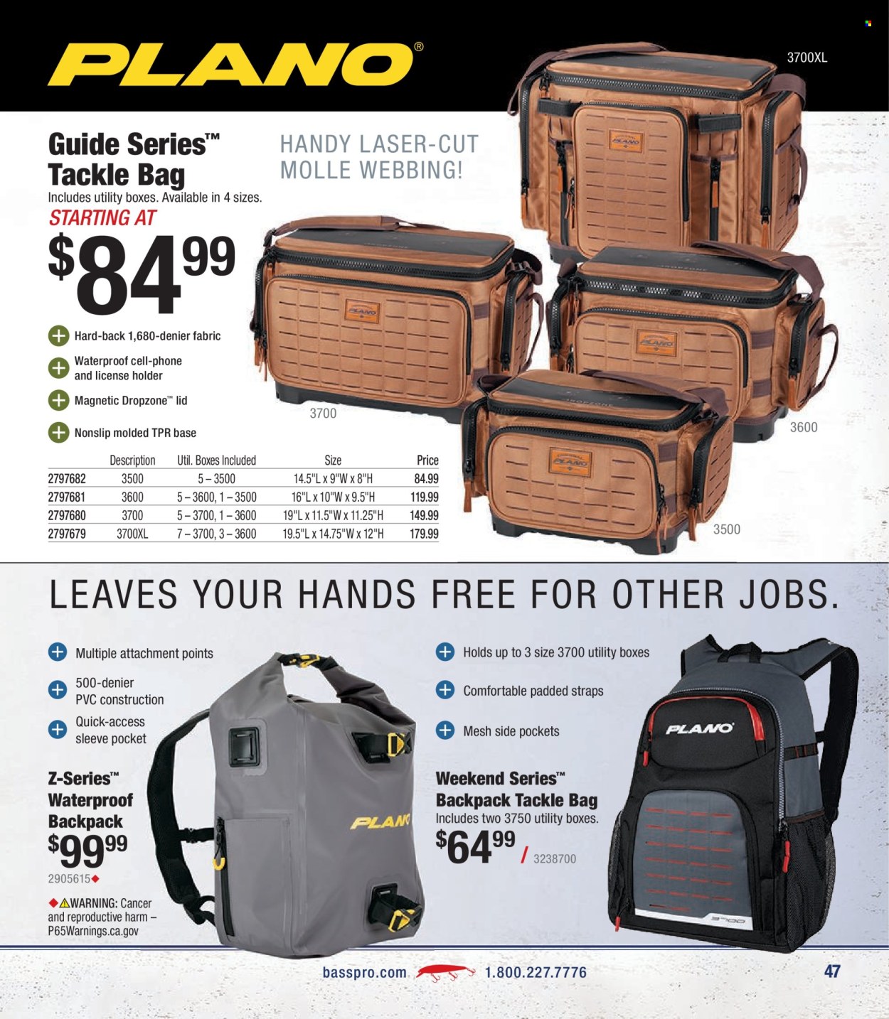 thumbnail - Cabela's Flyer - Sales products - holder, tackle bag. Page 47.