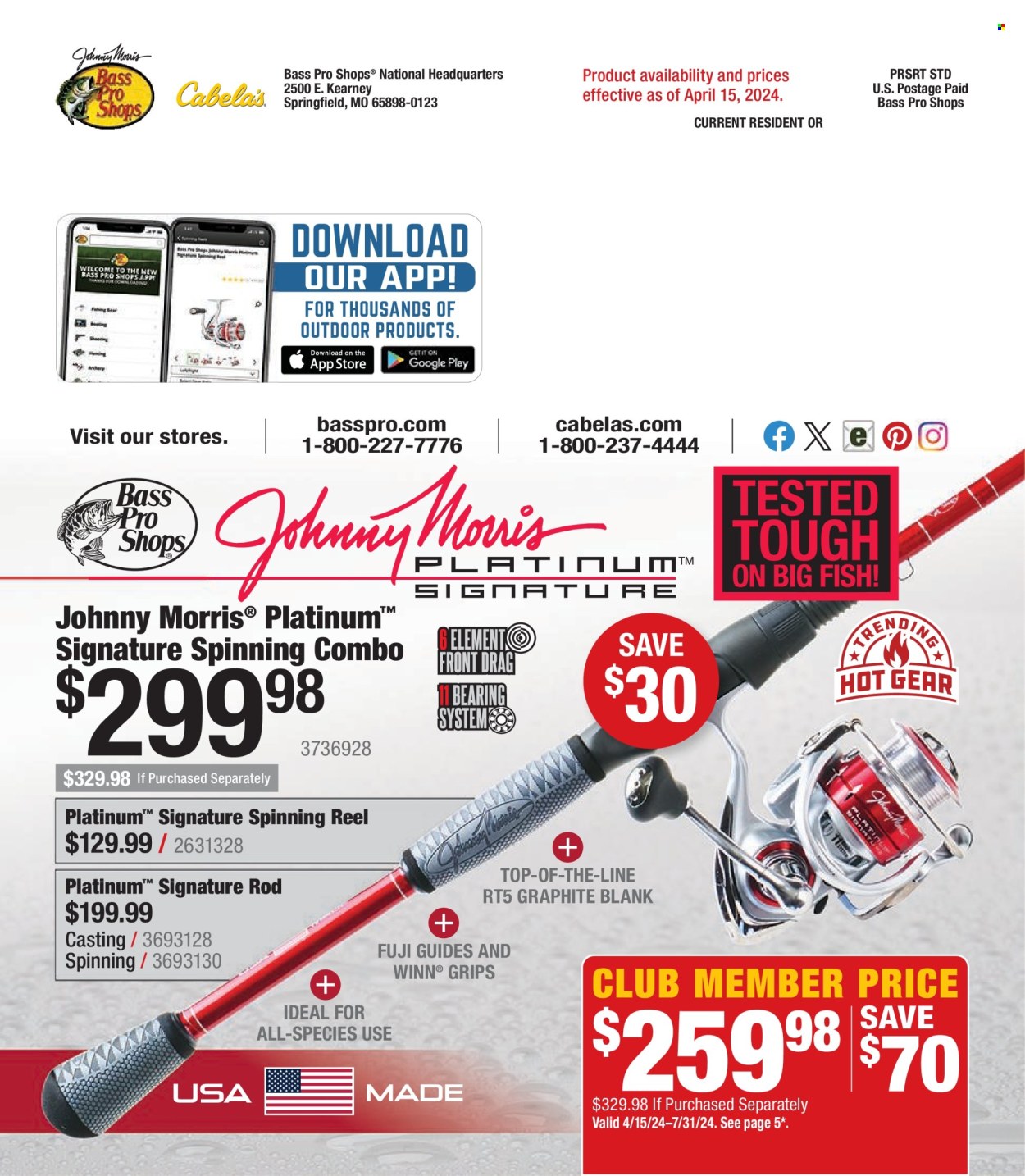 thumbnail - Cabela's Flyer - Sales products - fish, Bass Pro, reel, spinning reel. Page 60.