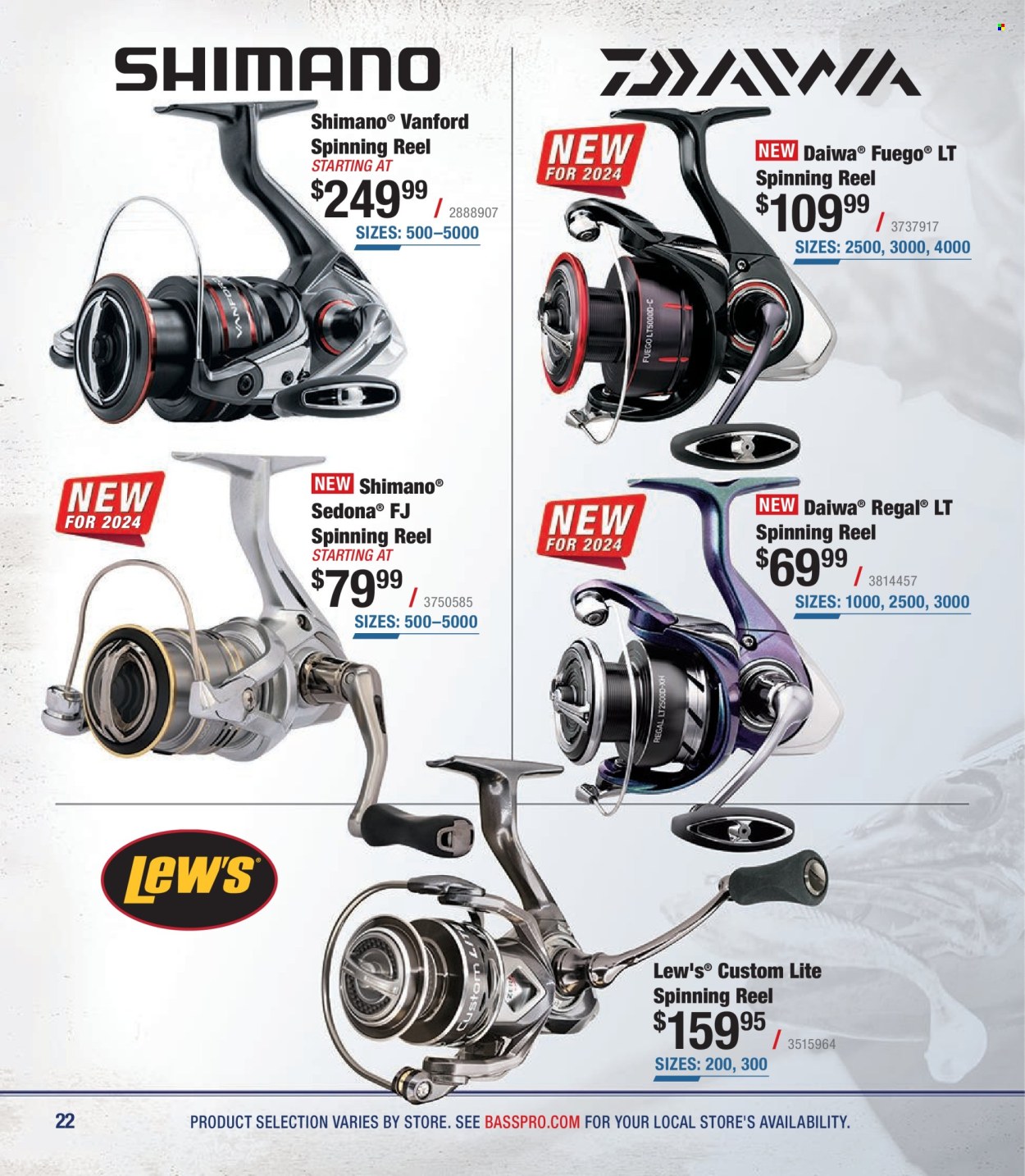 thumbnail - Bass Pro Shops Flyer - Sales products - Shimano, reel, spinning reel, fishing rod, DAIWA. Page 22.
