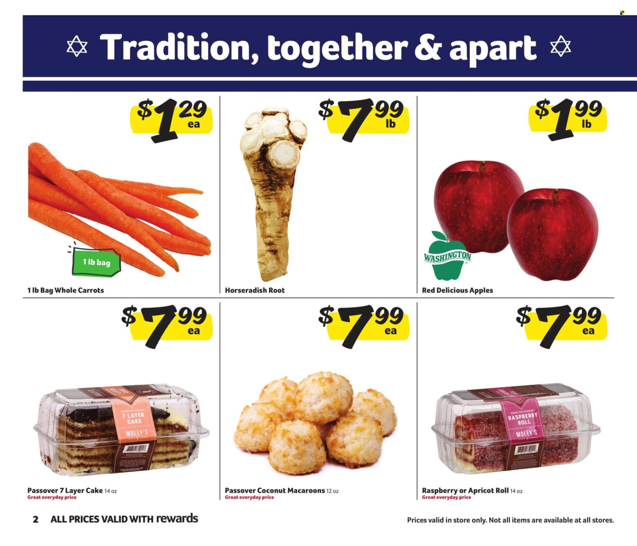 thumbnail - Winn Dixie Flyer - 04/17/2024 - 04/30/2024 - Sales products - cake, carrots, macaroons, horseradish, apples, Red Delicious apples. Page 2.