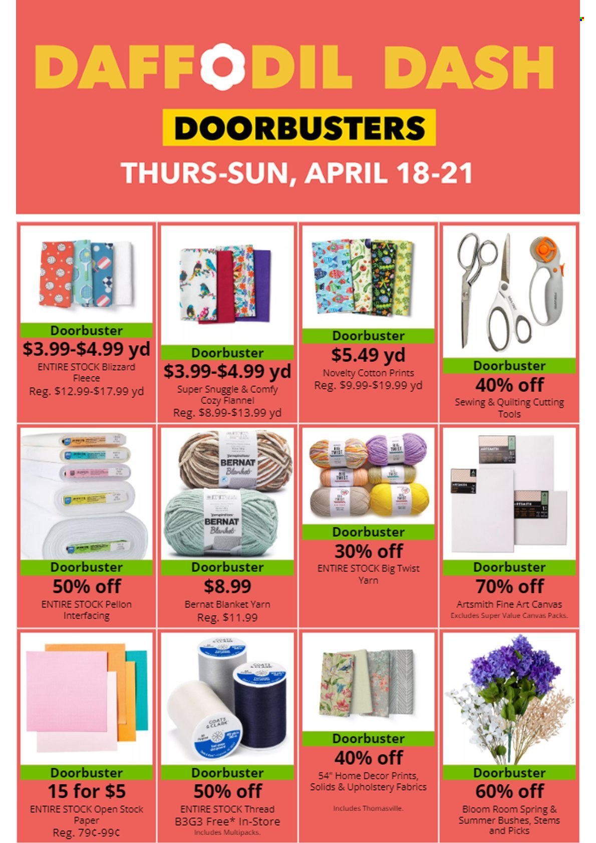 thumbnail - JOANN Flyer - 04/18/2024 - 05/08/2024 - Sales products - paper, canvas, knitting wool, thread, blanket, Blizzard. Page 2.