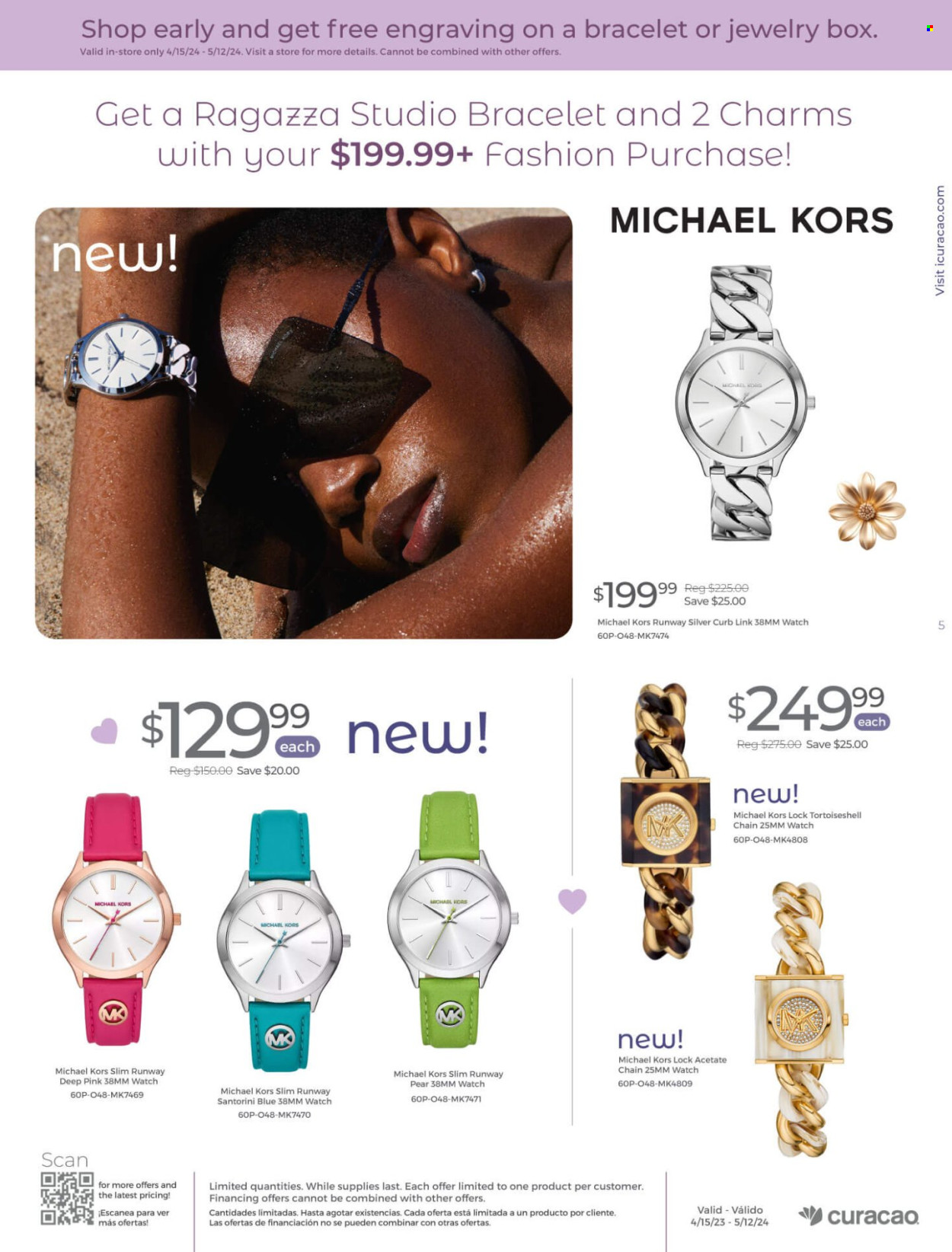 thumbnail - Curacao Flyer - 04/15/2024 - 05/12/2024 - Sales products - Michael Kors, bracelet, watch, jewelry. Page 5.
