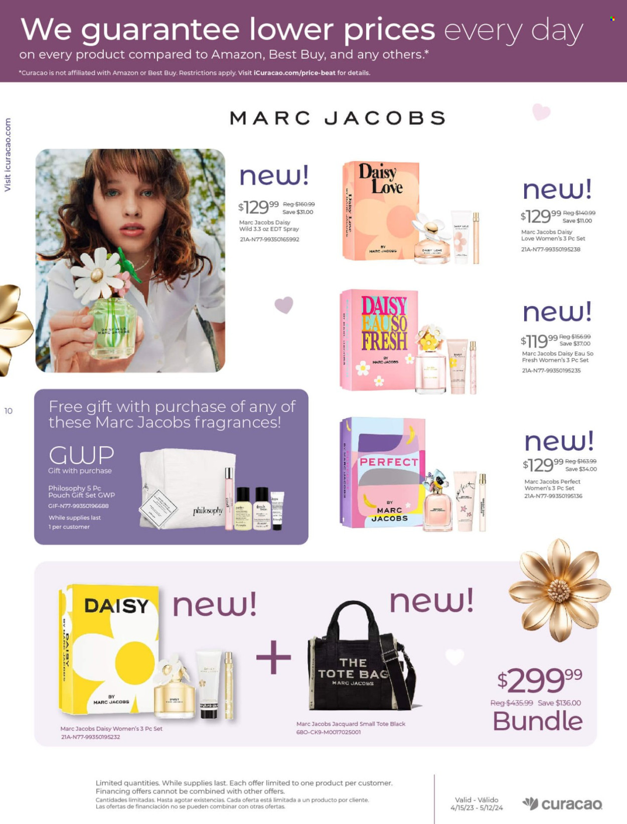 thumbnail - Curacao Flyer - 04/15/2024 - 05/12/2024 - Sales products - eau de toilette, fragrance, gift set, Marc Jacobs, bag, tote, tote bag, small tote. Page 10.