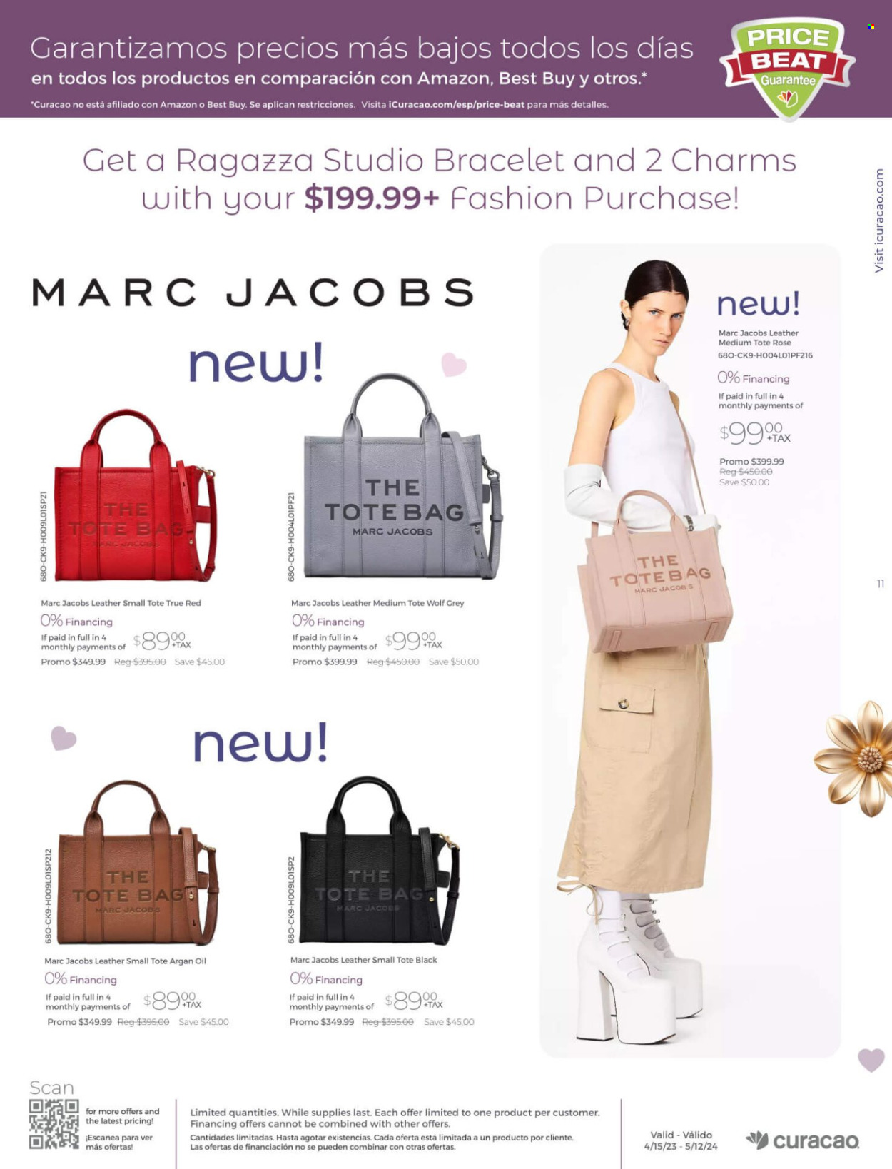 thumbnail - Curacao Flyer - 04/15/2024 - 05/12/2024 - Sales products - Marc Jacobs, bag, tote, tote bag, small tote, bracelet. Page 11.