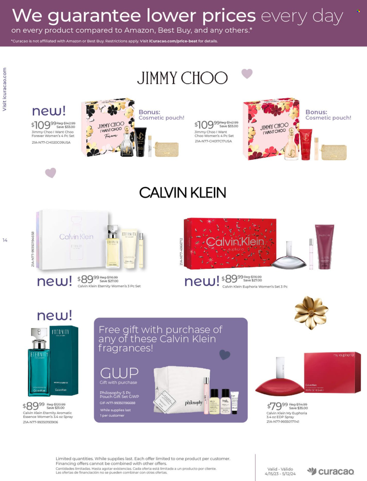 thumbnail - Curacao Flyer - 04/15/2024 - 05/12/2024 - Sales products - Calvin Klein, eau de parfum, fragrance, gift set, Jimmy Choo. Page 14.