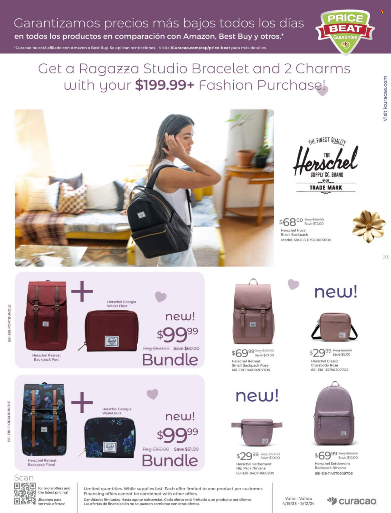 thumbnail - Curacao Flyer - 04/15/2024 - 05/12/2024 - Sales products - backpack, bracelet, wallet. Page 23.