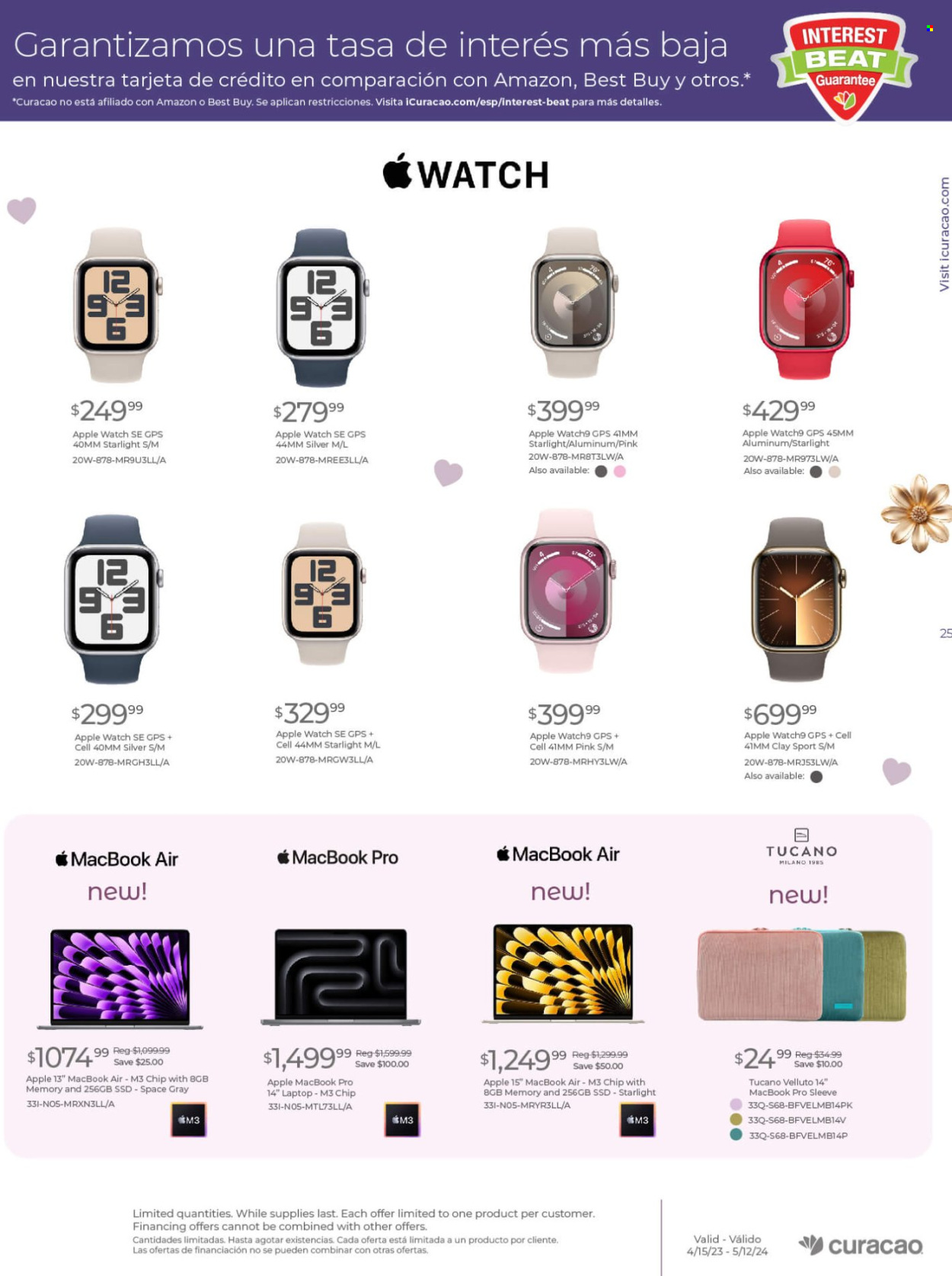 thumbnail - Curacao Flyer - 04/15/2024 - 05/12/2024 - Sales products - Apple, Apple Watch, smart watch, Apple Watch SE, laptop, MacBook, MacBook Air, watch. Page 25.
