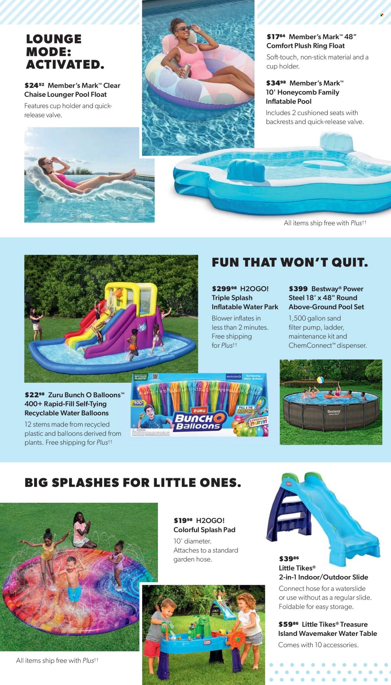 thumbnail - Sam's Club Flyer - 05/01/2024 - 06/02/2024 - Sales products - table, lounger, holder, dispenser, balloons, drink holder, pool inflatables, pool float, Zuru, Little Tikes, water game, ladder, blower, garden hose. Page 39.