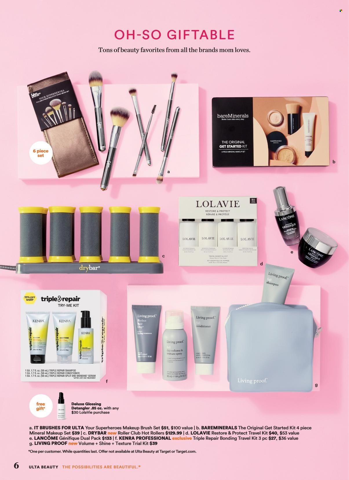 thumbnail - Ulta Beauty Flyer - 04/21/2024 - 05/12/2024 - Sales products - shampoo, Lancôme, serum, conditioner, travel accessories, brush set. Page 6.