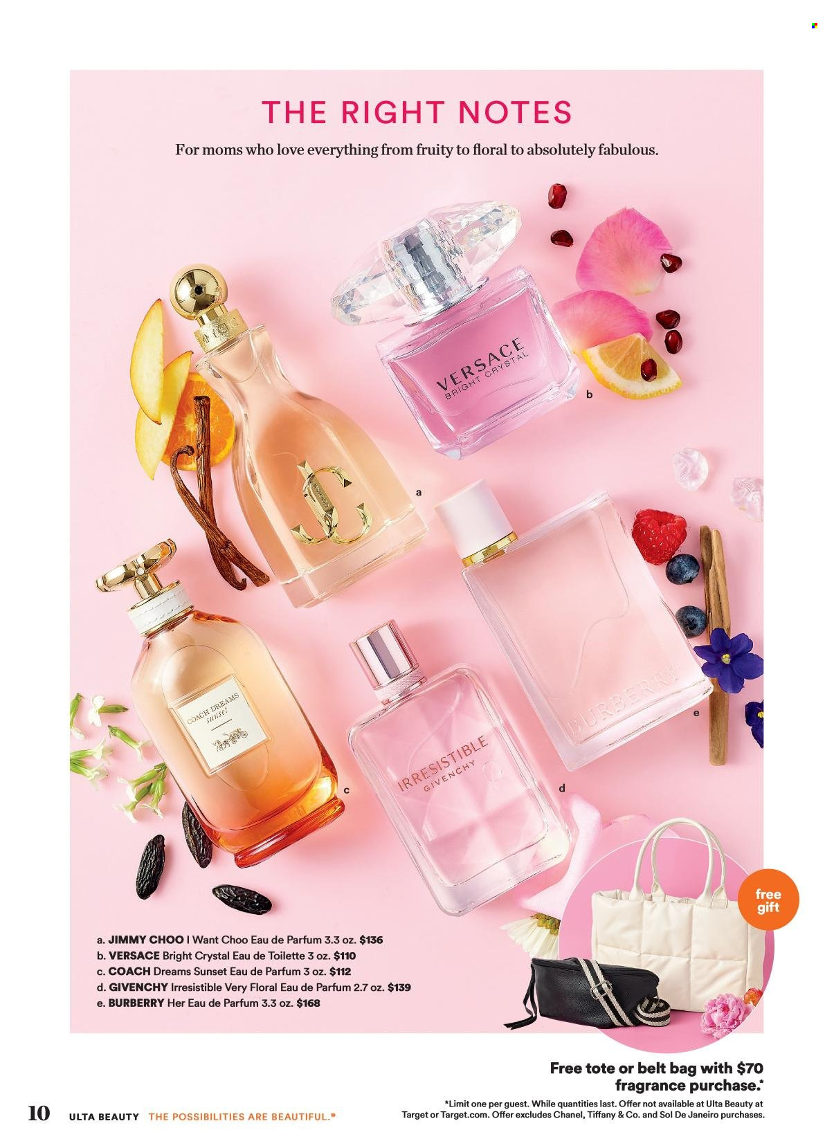 thumbnail - Ulta Beauty Flyer - 04/21/2024 - 05/12/2024 - Sales products - Chanel, Givenchy, Burberry, eau de parfum, eau de toilette, fragrance, Versace, Jimmy Choo. Page 10.