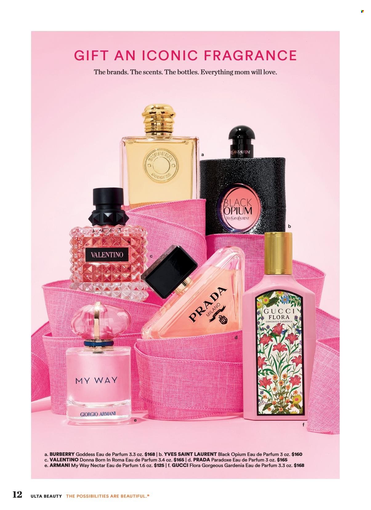 thumbnail - Ulta Beauty Flyer - 04/21/2024 - 05/12/2024 - Sales products - Burberry, eau de parfum, fragrance, gift set, Giorgio Armani, Gucci, Prada, Yves Saint Laurent. Page 12.