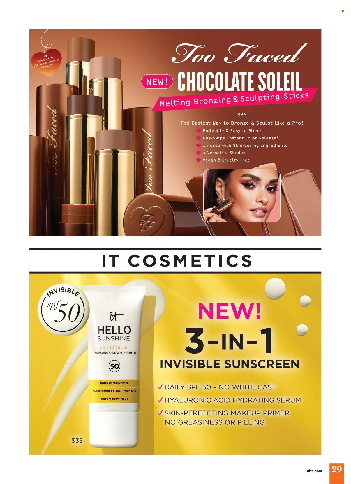 thumbnail - Ulta Beauty Flyer - 04/21/2024 - 05/12/2024 - Sales products - serum, sunscreen lotion, makeup, shades. Page 29.