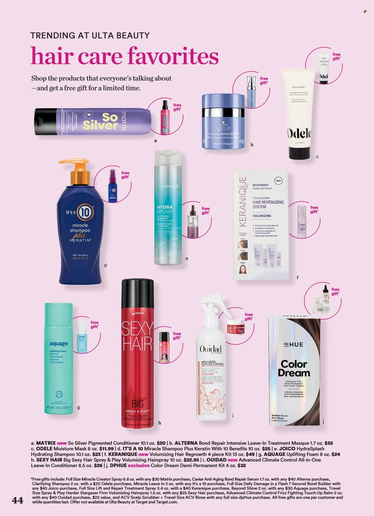 thumbnail - Ulta Beauty Flyer - 04/21/2024 - 05/12/2024 - Sales products - shampoo, hair products, serum, conditioner, keratin, treatment masque, hair styling product, mousse. Page 44.