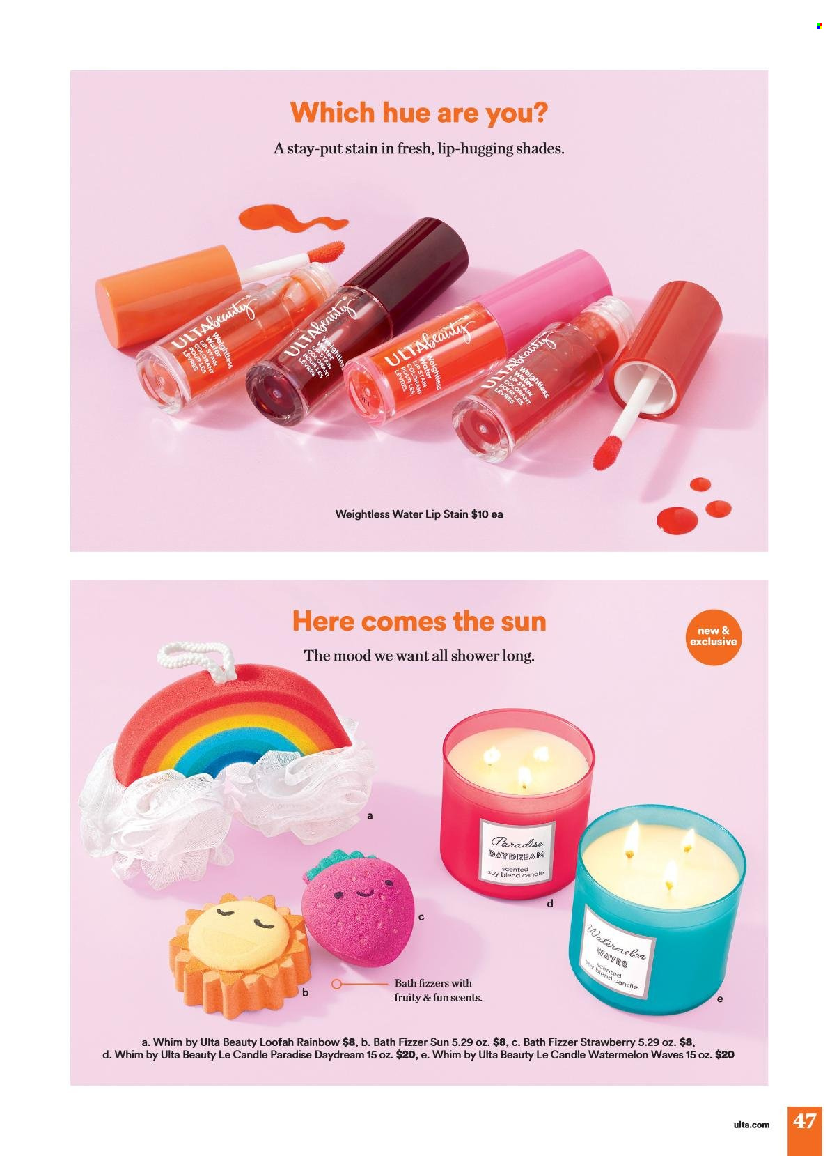 thumbnail - Ulta Beauty Flyer - 04/21/2024 - 05/12/2024 - Sales products - bath bomb, lip stain, shades. Page 47.