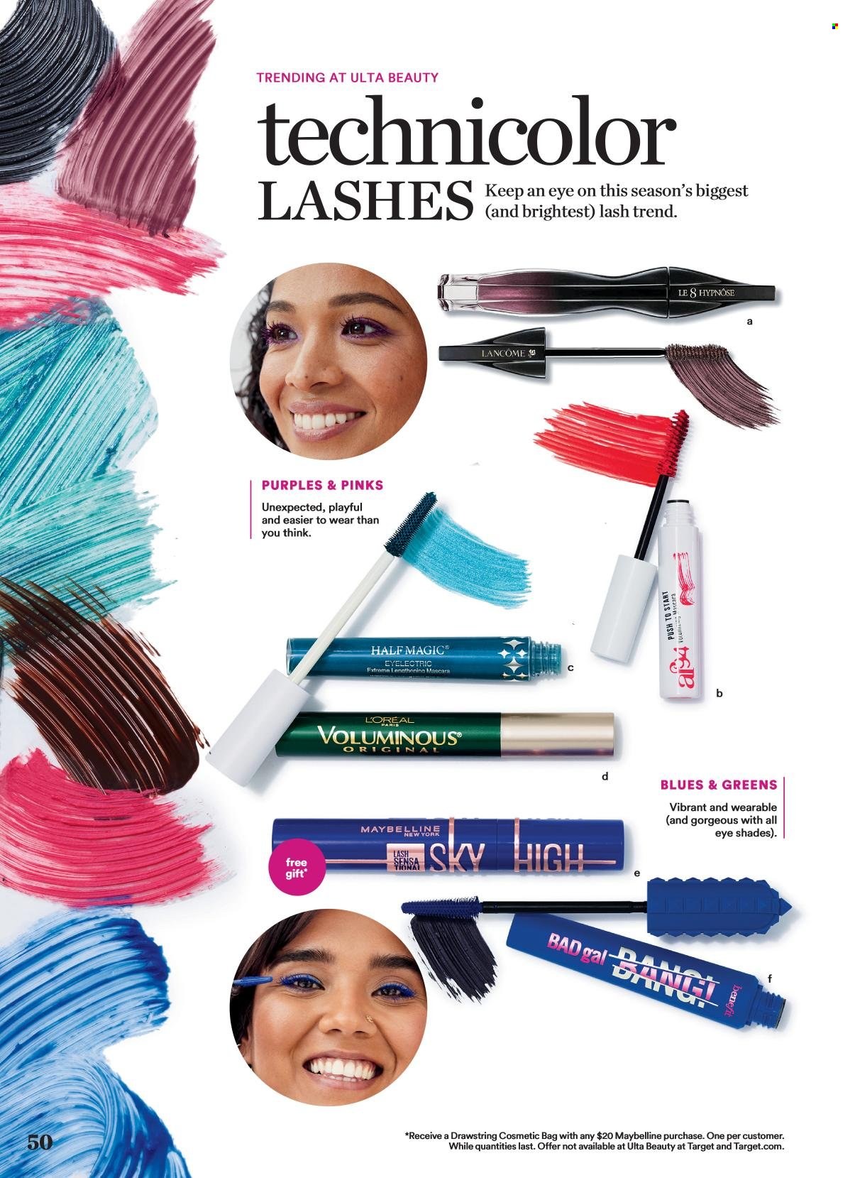 thumbnail - Ulta Beauty Flyer - 04/21/2024 - 05/12/2024 - Sales products - L’Oréal, Lancôme, cosmetic bag, Maybelline, shades. Page 50.