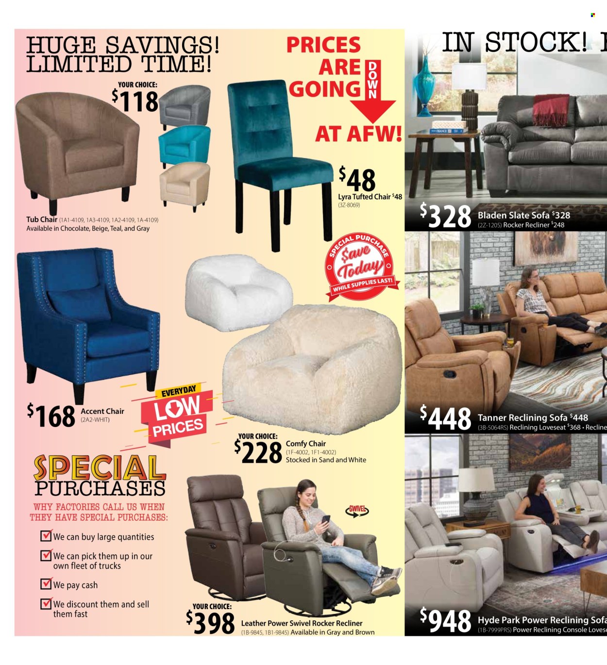 thumbnail - American Furniture Warehouse Flyer - 04/21/2024 - 05/05/2024 - Sales products - chair, accent chair, loveseat, sofa, recliner chair. Page 2.